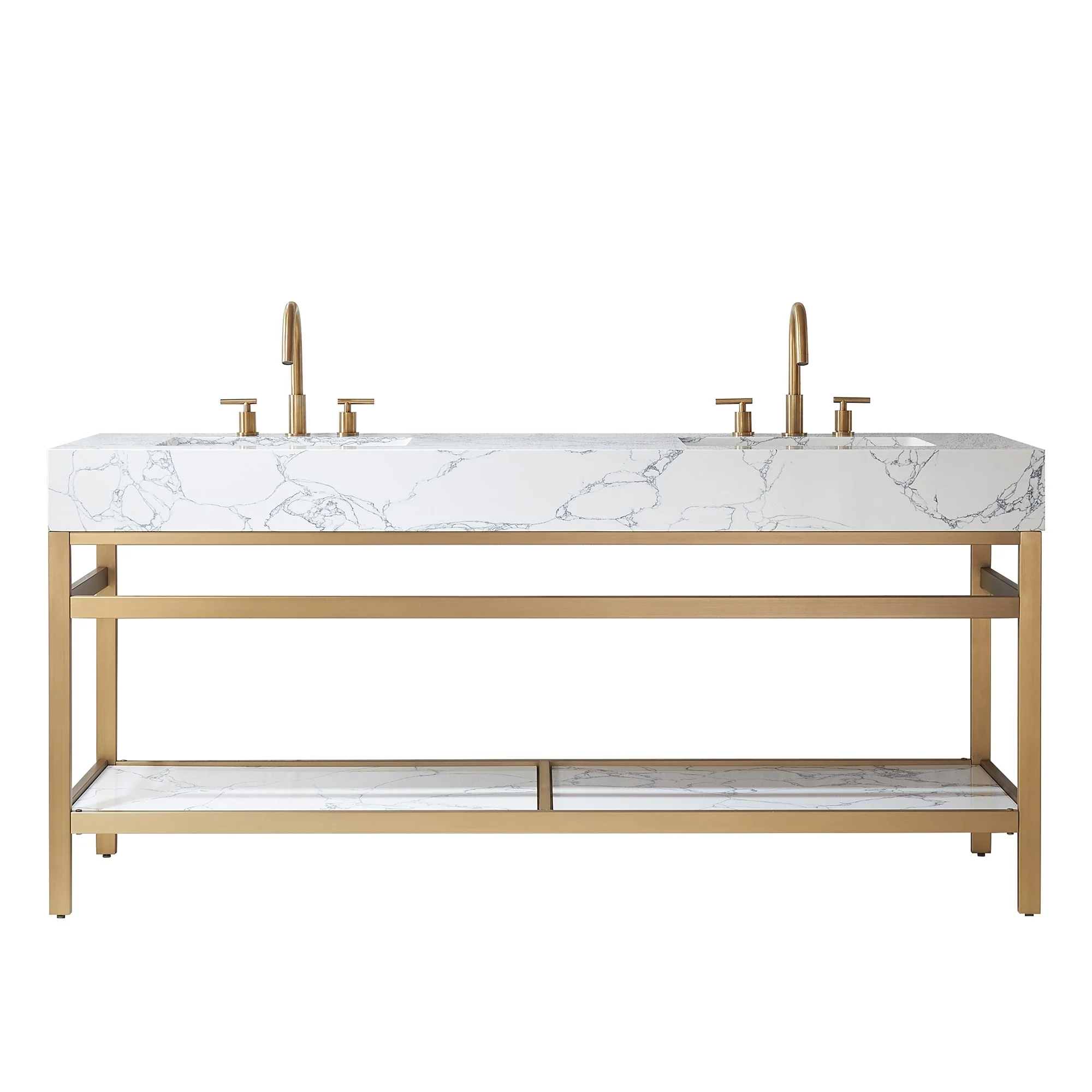 Ecija Bath Vanity, Metal Support with Composite Stone Top, no Mirror
