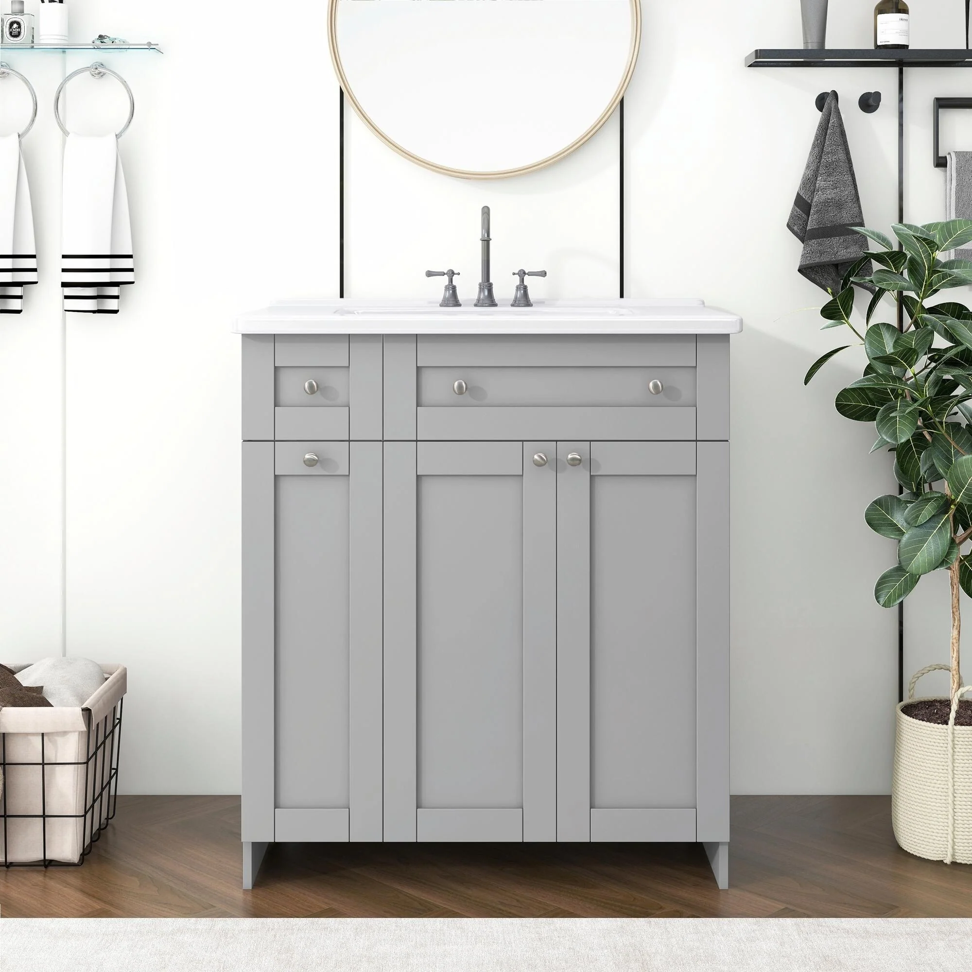 30-Inch Bathroom Vanity with Ceramic Sink Combo