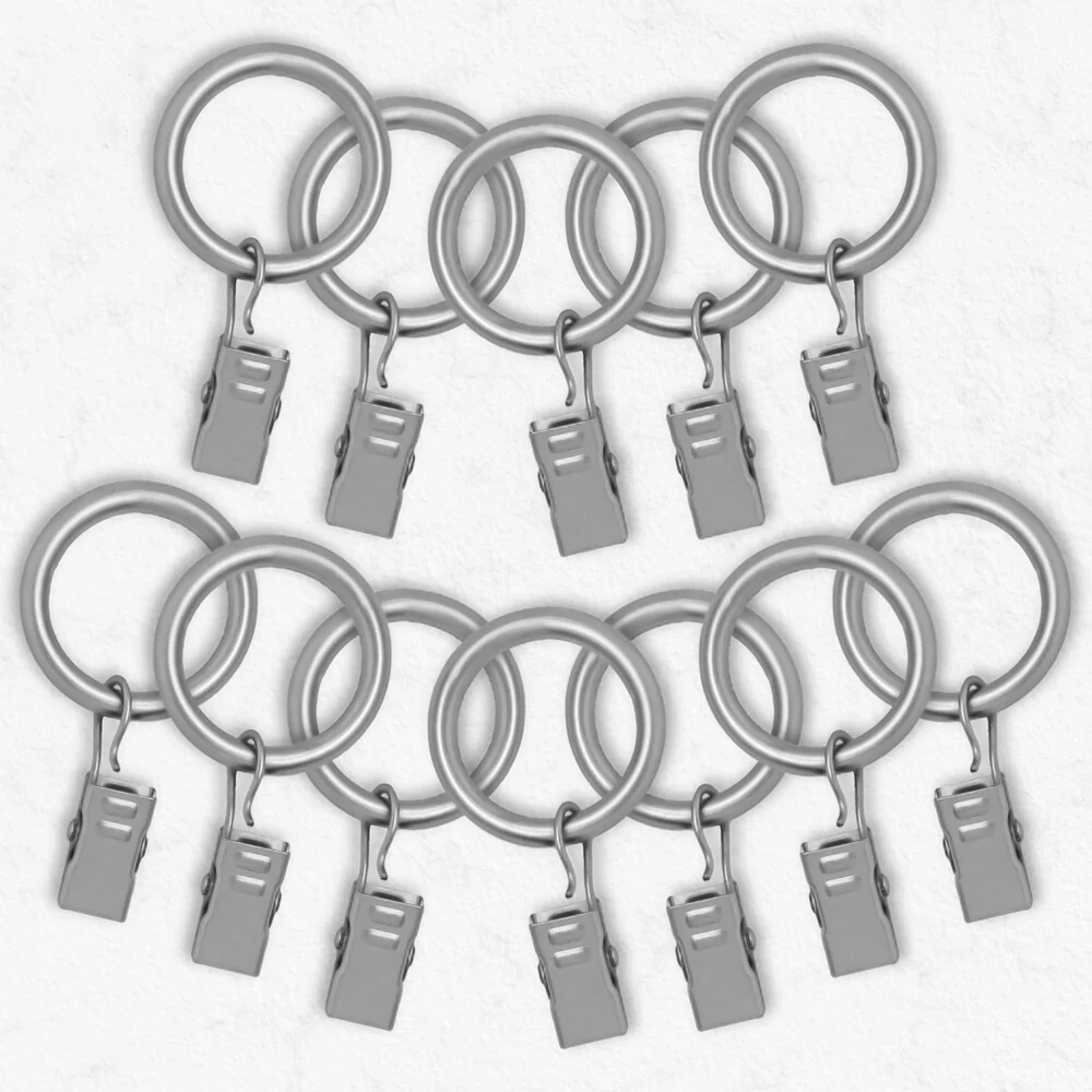 Chicology Clip Rings, Fits Rods 3/4-in. Diameter, Curtain & Drapery Hardware, Essential - Pack of 12