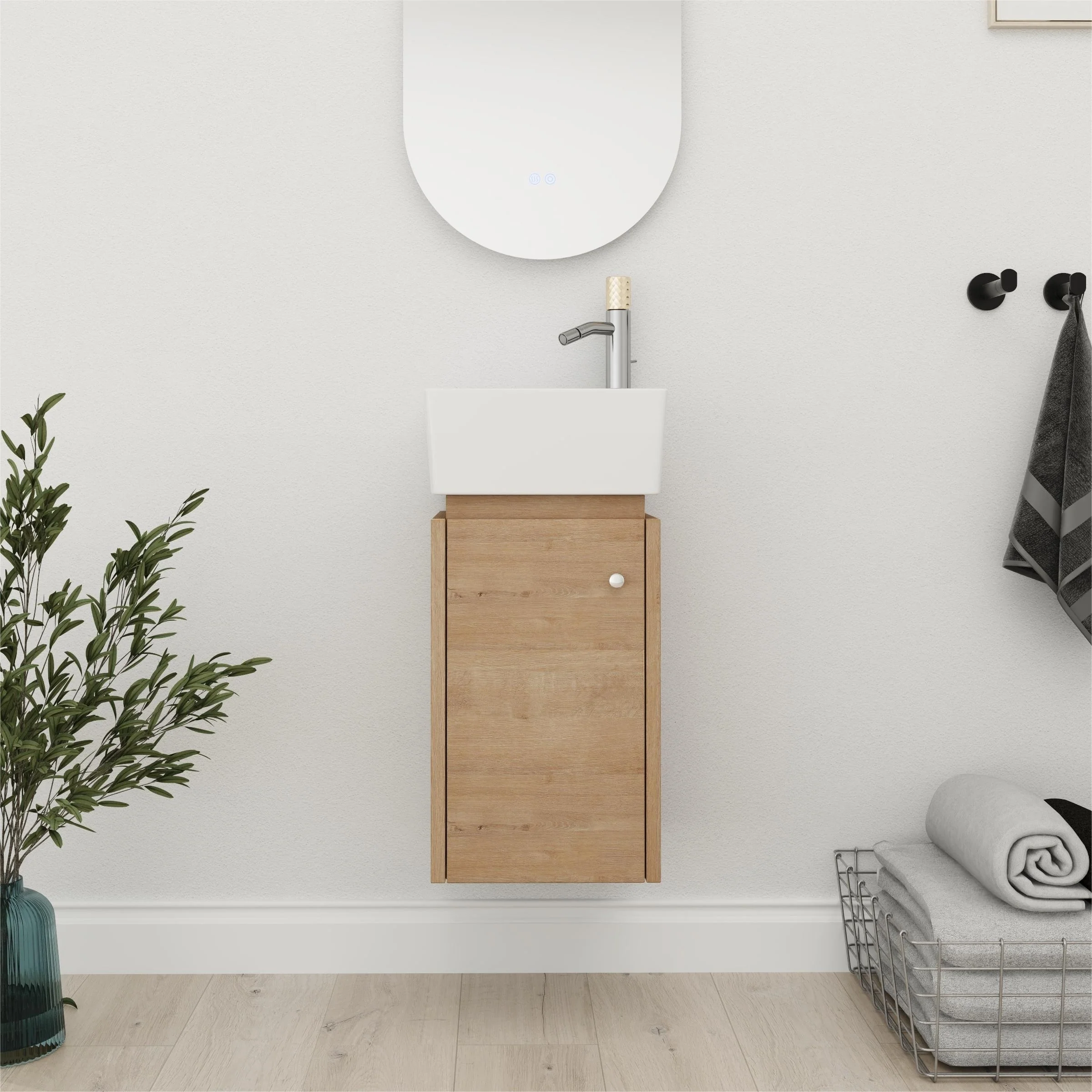 Bathroom Vanity With Sink In 12 Inch, Floating Bathroom Vanity With Soft Close Door