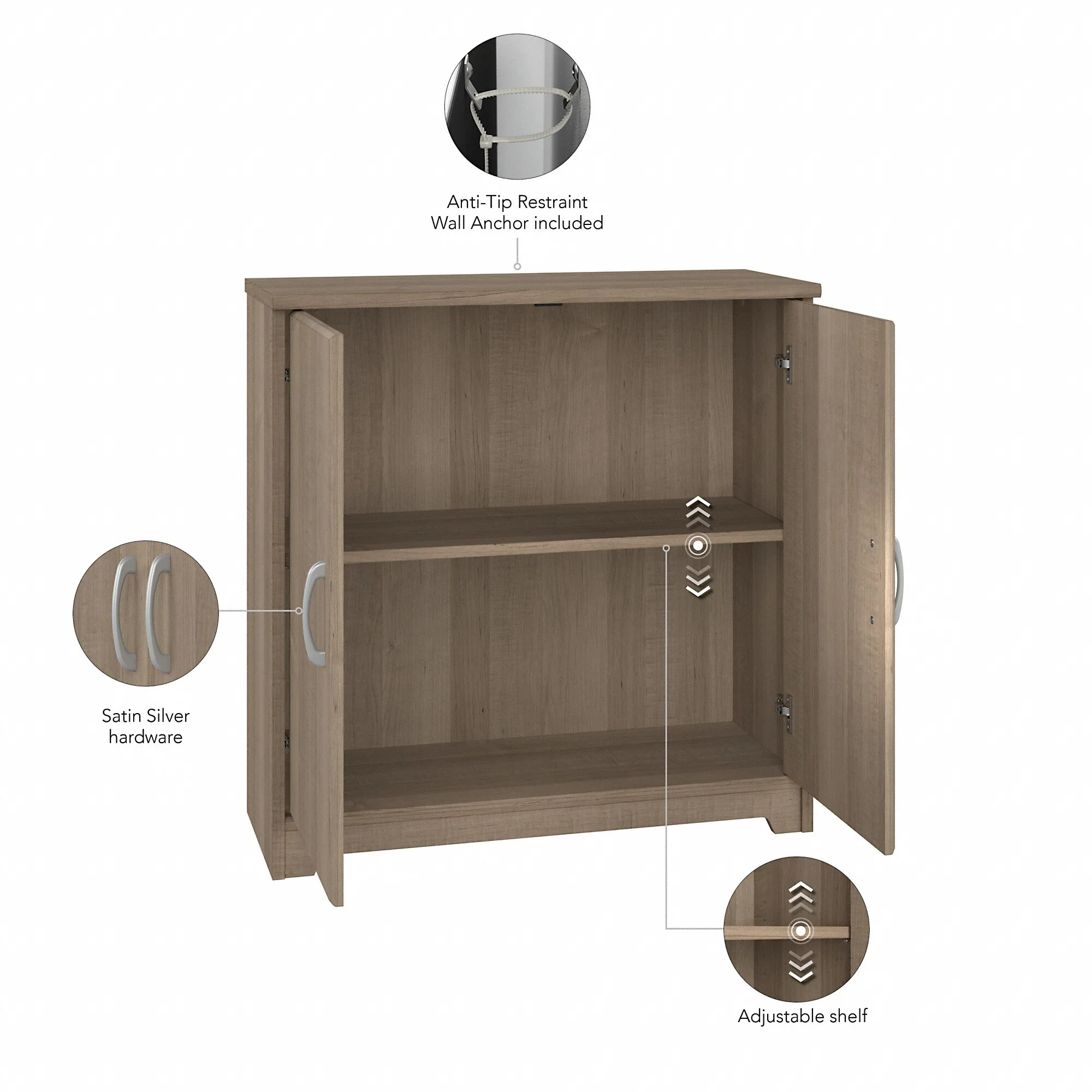 Cabot Small Bathroom Storage Cabinet with Doors by Bush Furniture