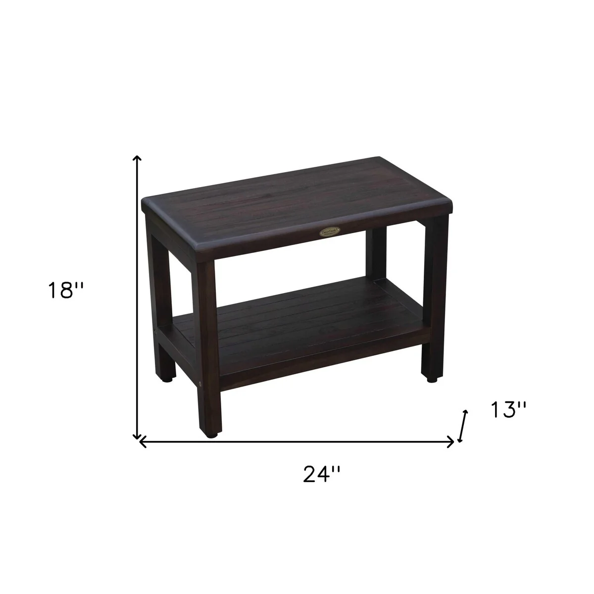 HomeRoots Compact Rectangular Teak Shower / Outdoor Bench in Brown Finish