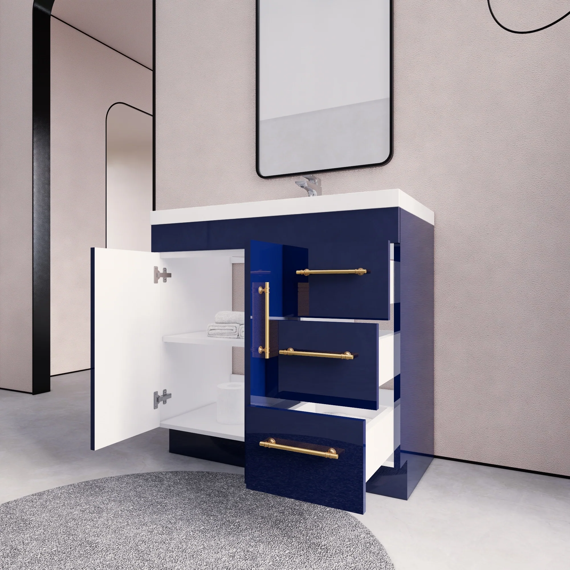 Eliza 36 Freestanding Vanity (Right Drawers) with Single Sink