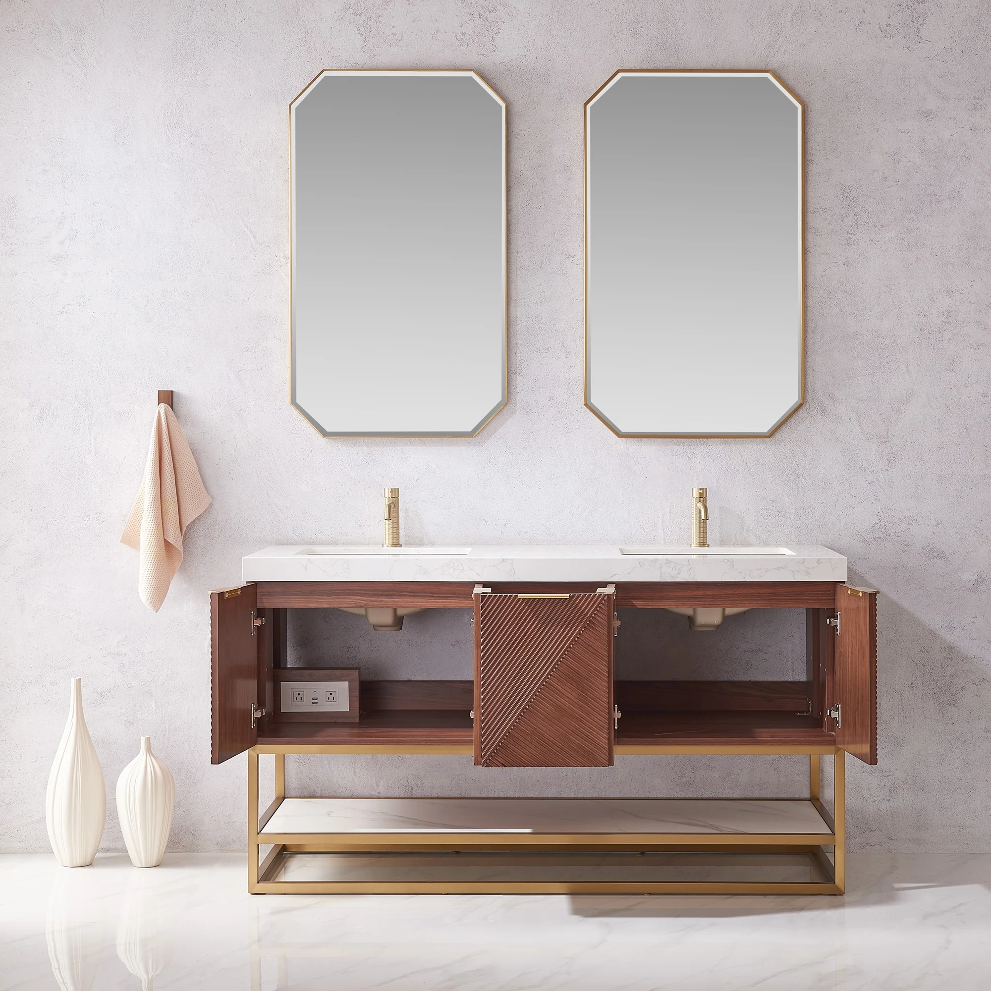Mahon Double Bath Vanity with Composite Stone Top without Mirror