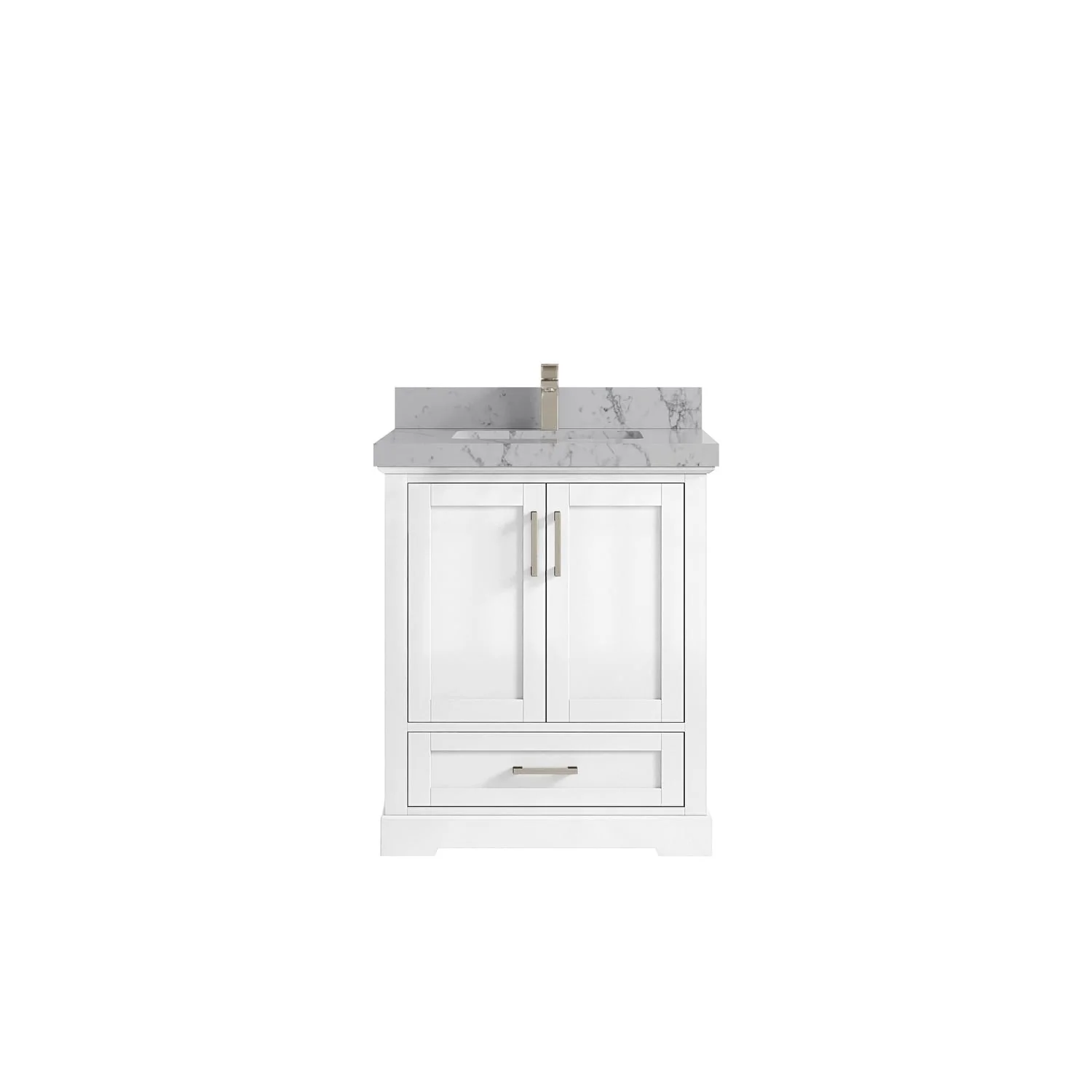 Willow Collection 30 in W x 22 in D x 36 in H Reeded Boston Single Bowl Sink Bathroom Vanity with Quartz or Marble Countertop