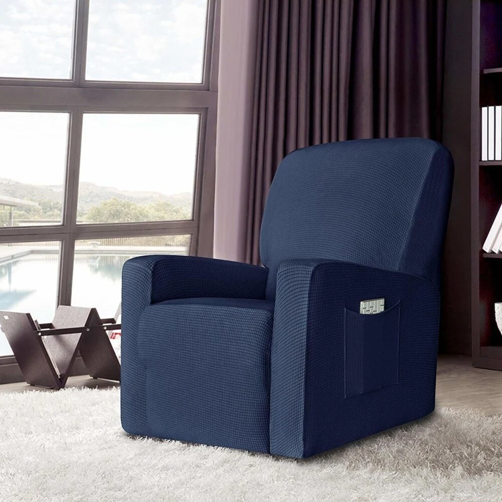 Enova Home High Stretch Spandex Jacquard Recliner Chair Slipcovers with Elastic Bottom Side Pocket