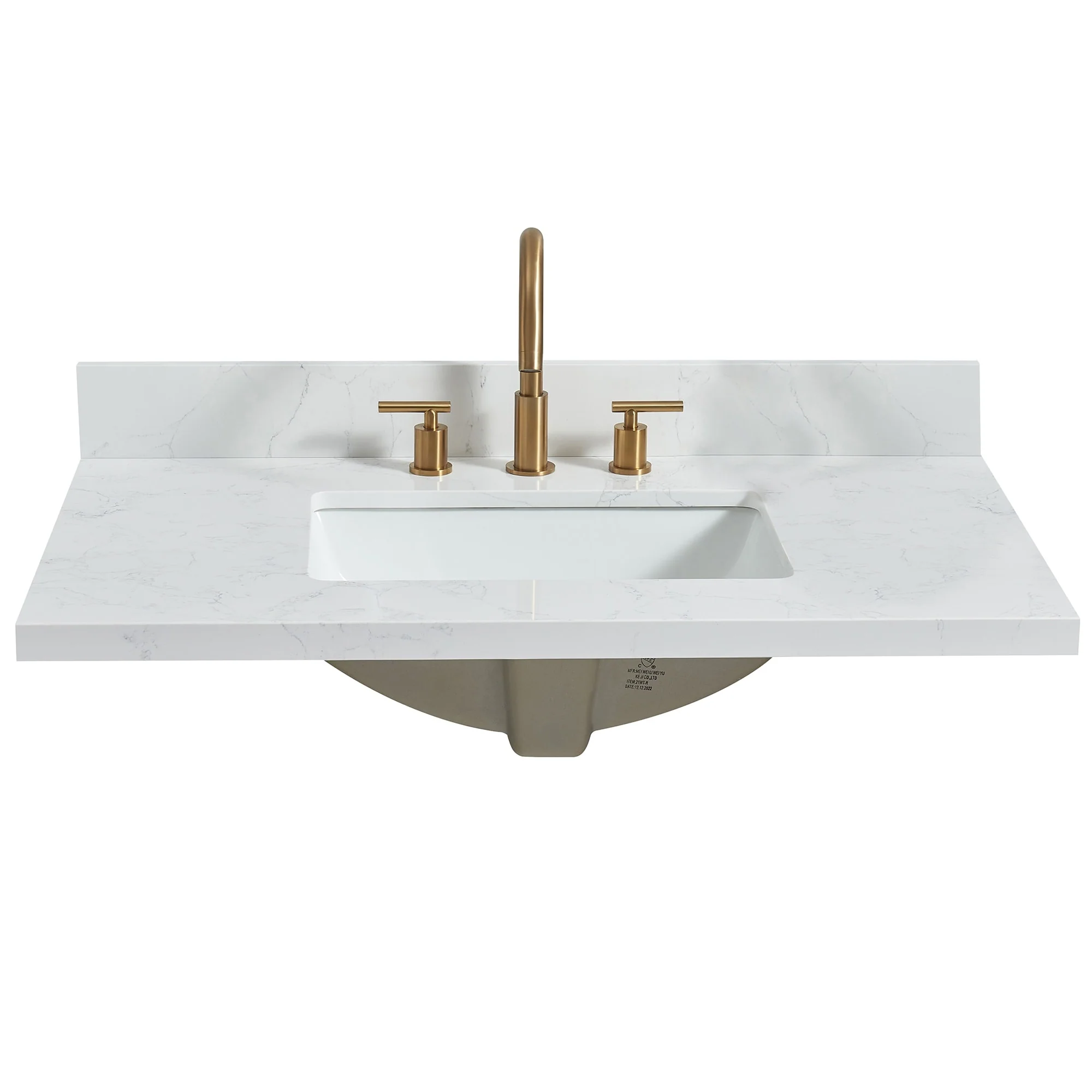 Jaen Composite Stone Vanity Top with White Rectangular Sink