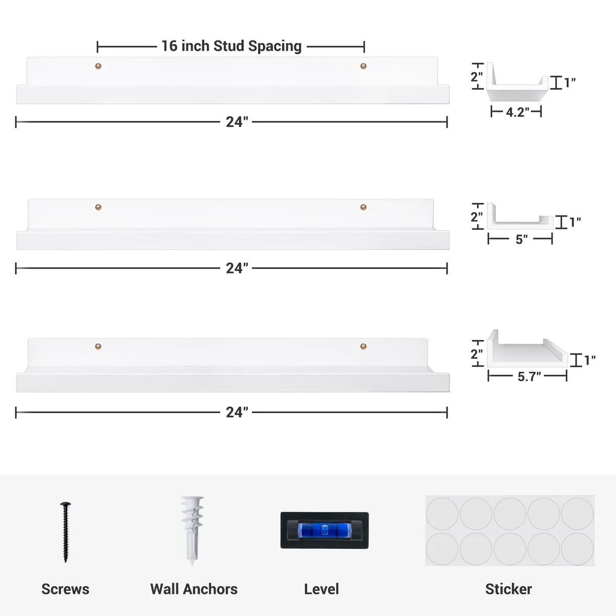 Picture Ledge Shelf, Floating Shelves Wall Mounted Set of 3