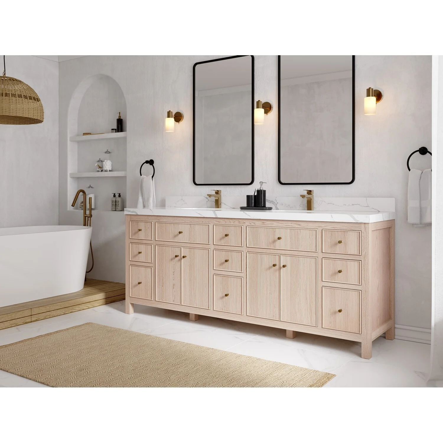 Willow Collections 84 x 22 Sonoma White Oak Double Sink Bathroom Vanity with Countertop