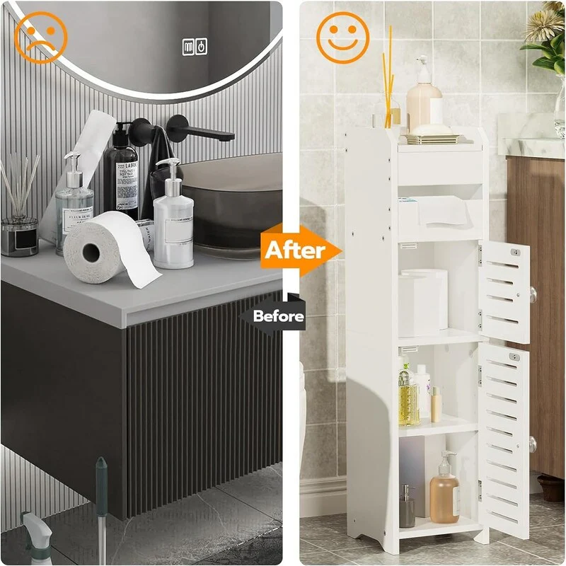 Small Bathroom Storage Cabinet with Door - 7.9