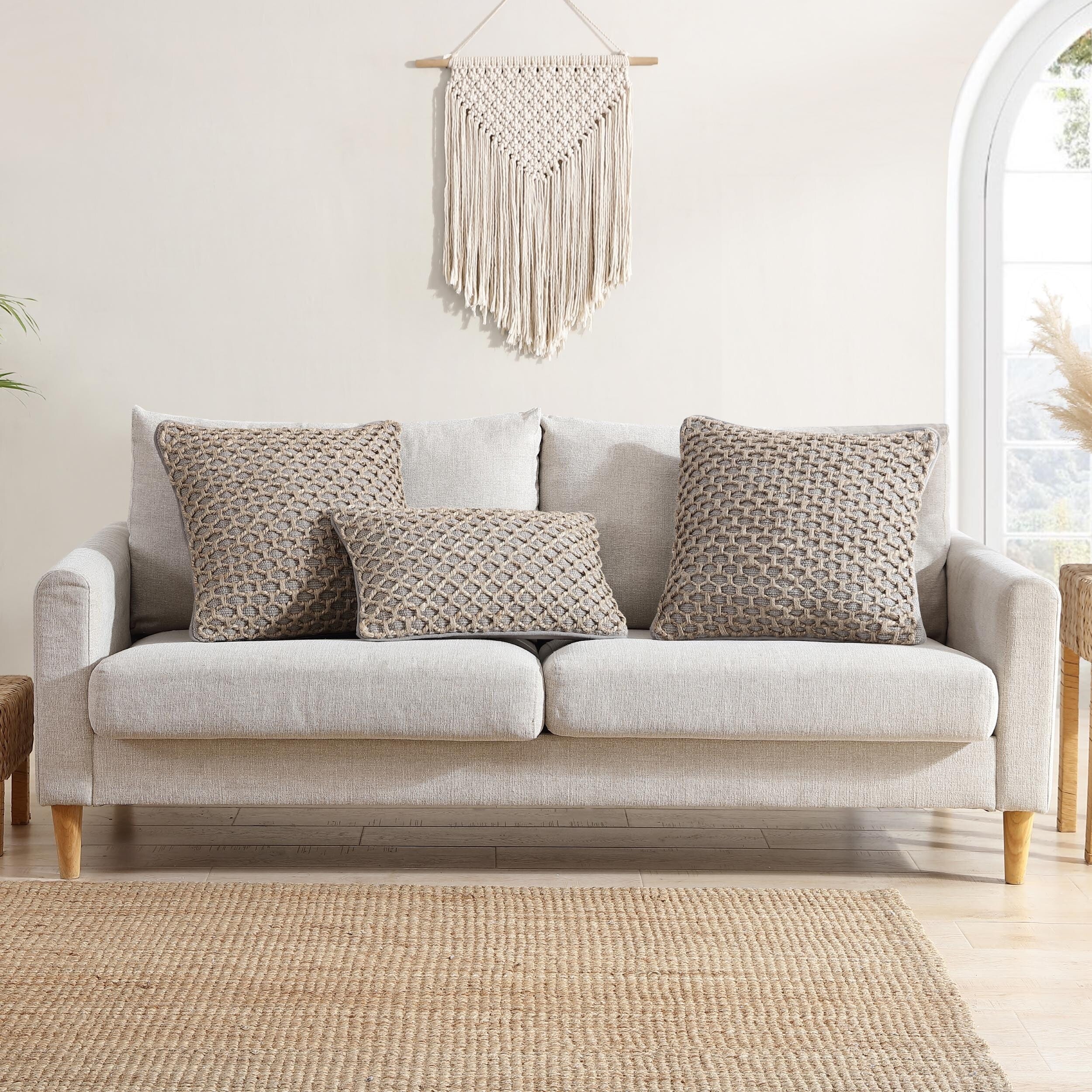 Boho Living Jada Braided Cotton/Jute Throw Pillow Covers
