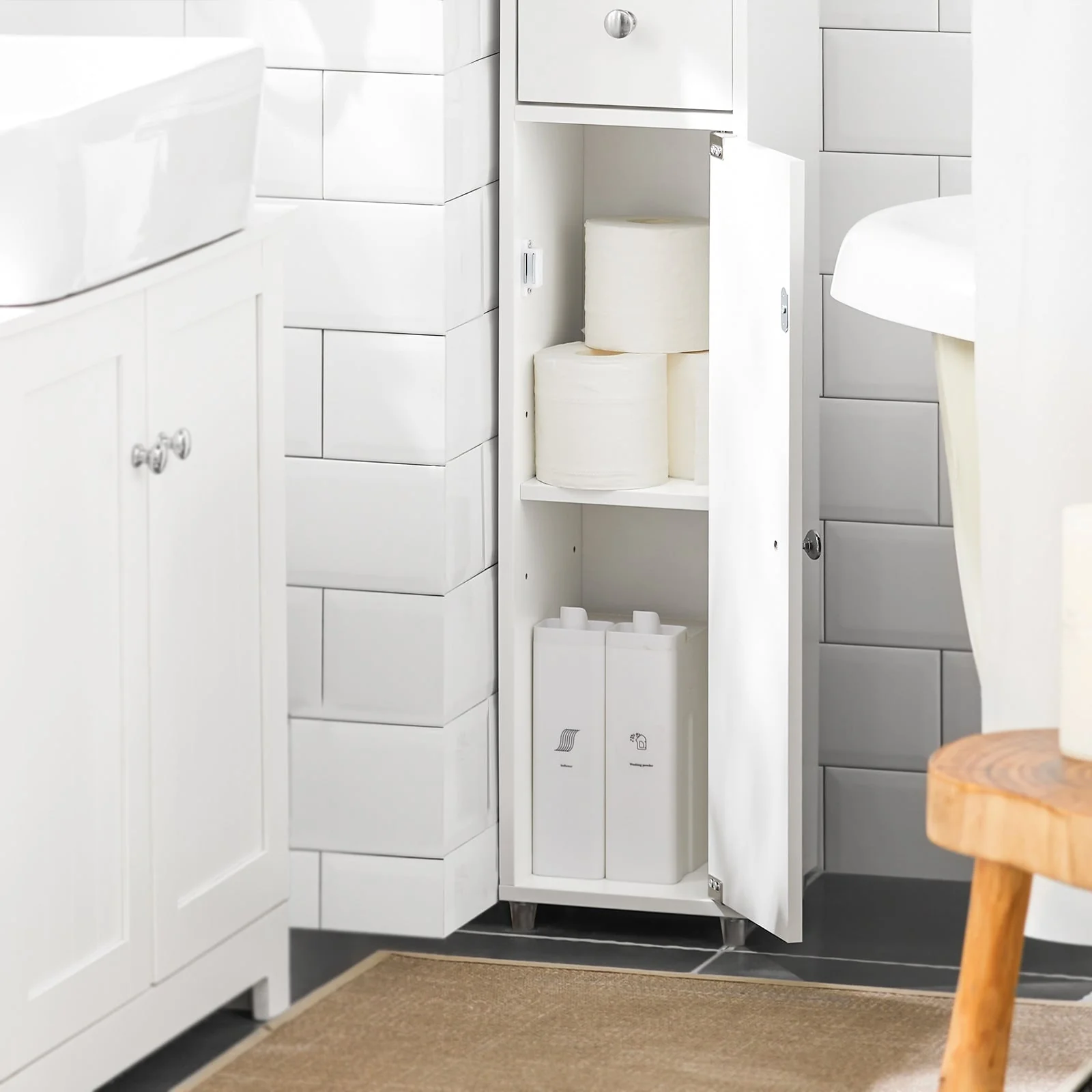 SoBuy BZR34-W, Bathroom Tall Cabinet Cupboard Storage Cabinet