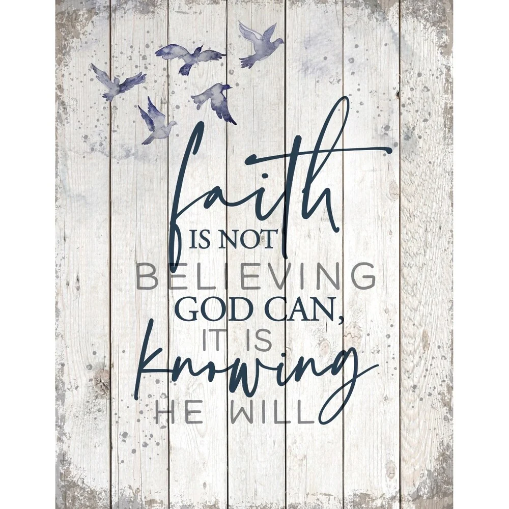 Faith Is Not Wood Plaque 11.75 inches x 15 inches