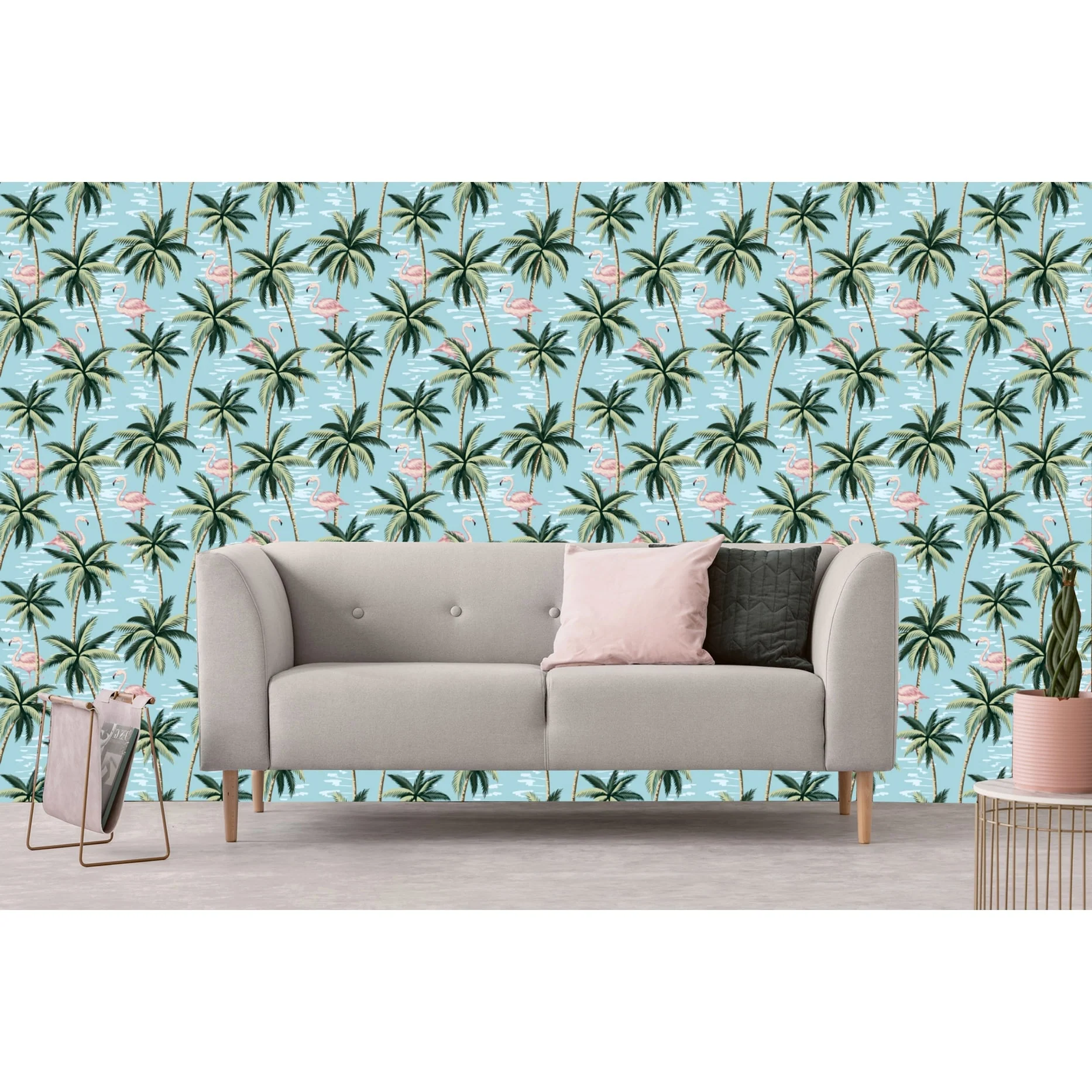 Tropical Flamingos Removable Wallpaper - 10'ft H x 24''inch W