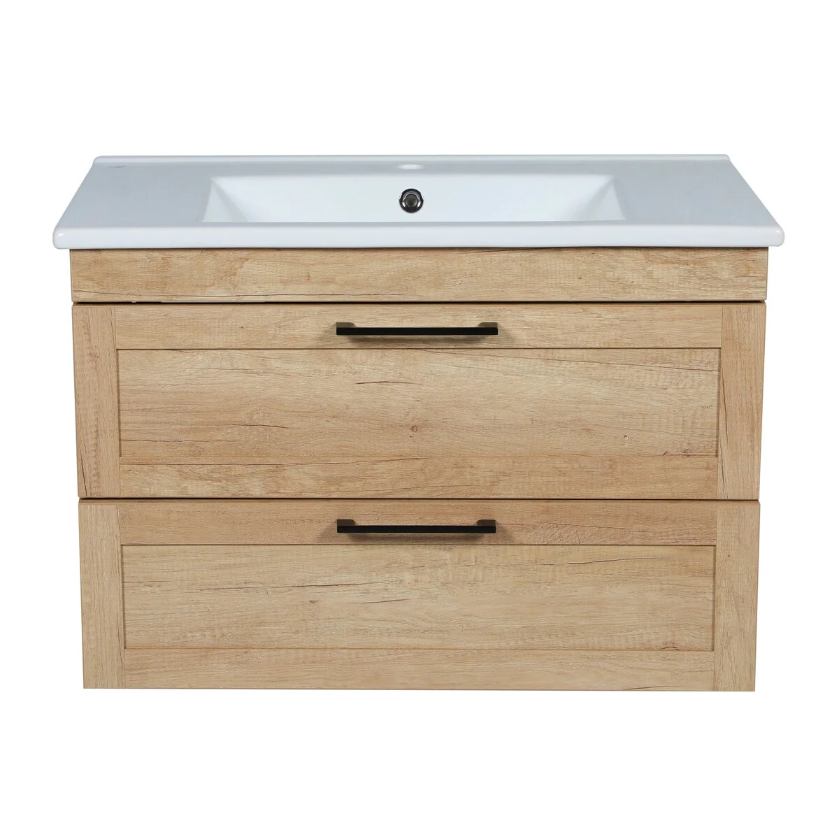 Modern Wall-Mounted Bathroom Vanity with Washbasin Palm Beach Teak Natural Non-Toxic MDF-26
