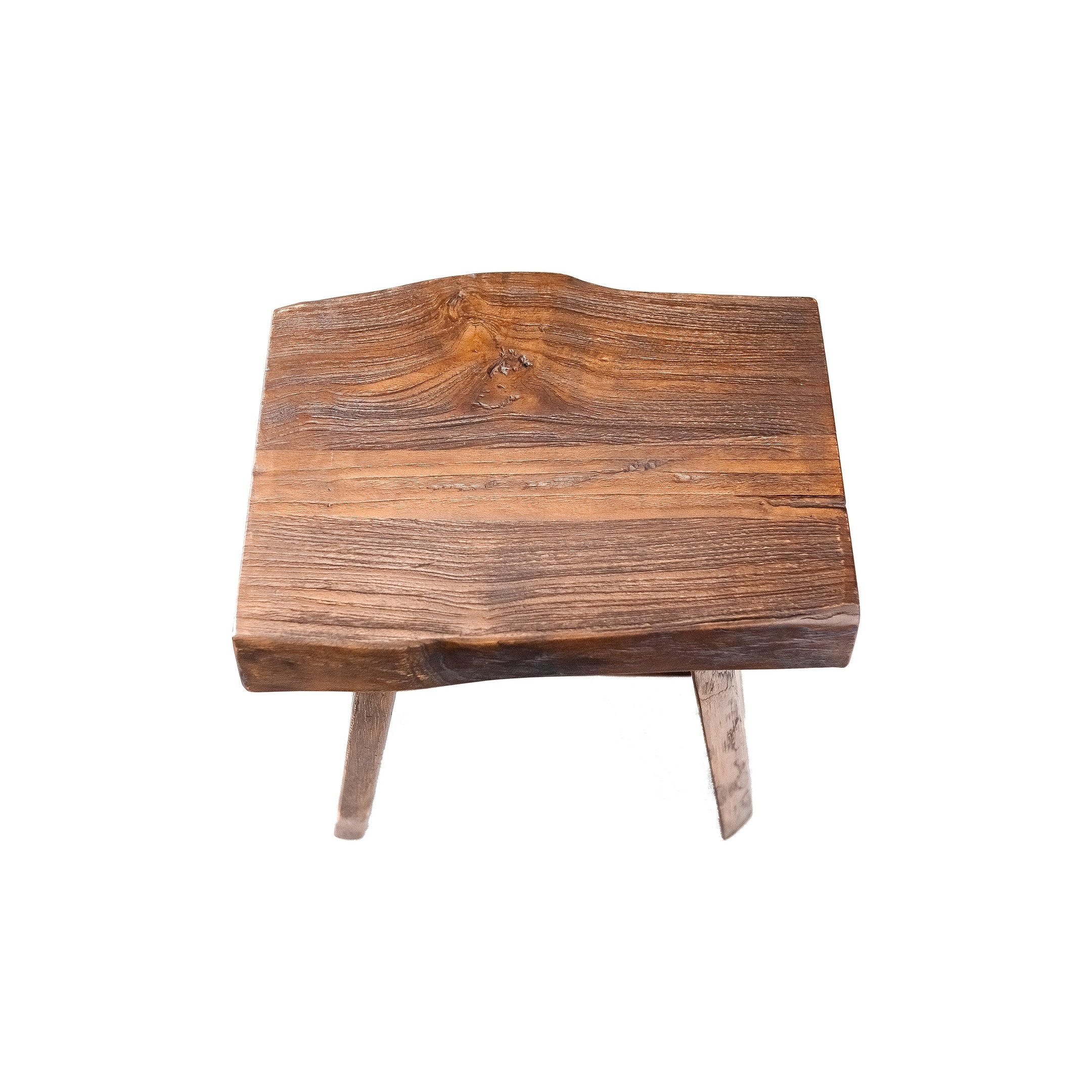 Nordic Style Teak Stool with Curved Seat