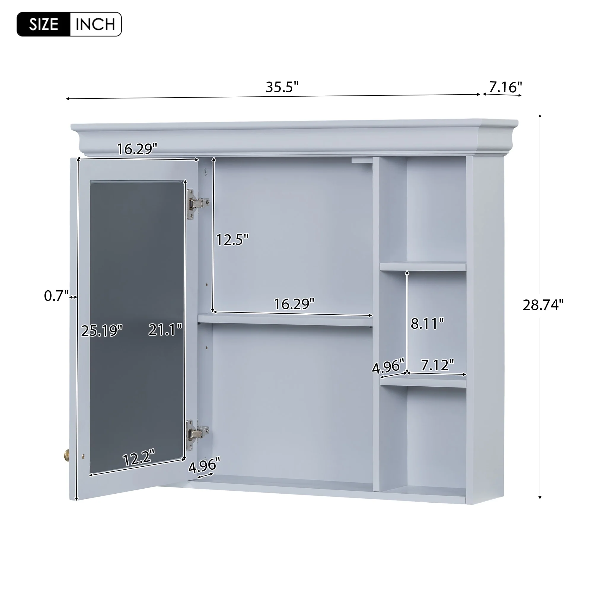 Wall Mounted Bathroom Storage Cabinet with Mirror Door