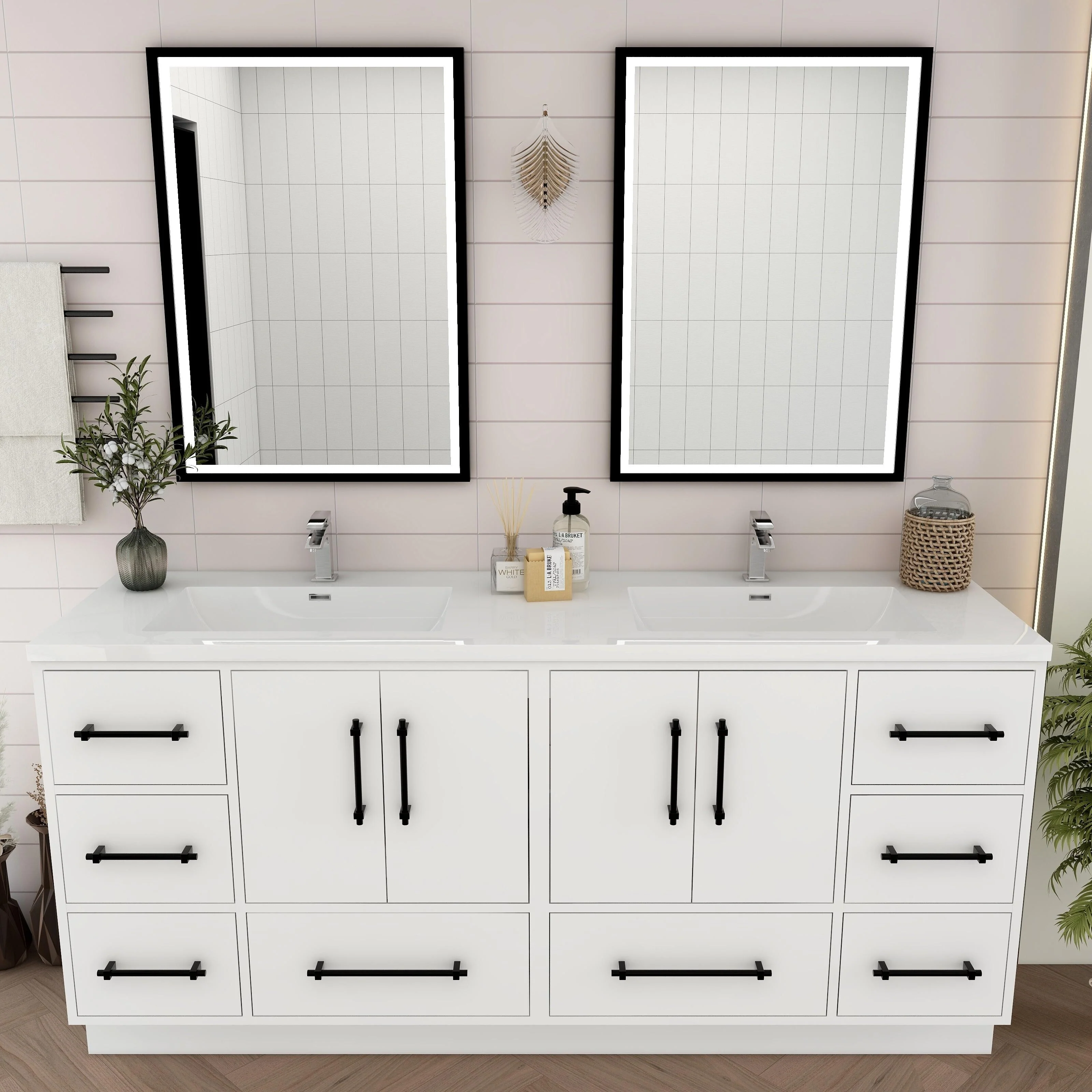 Victoria 72'' Freestanding Vanity with Double Reinforced Acrylic Sink - 71.5