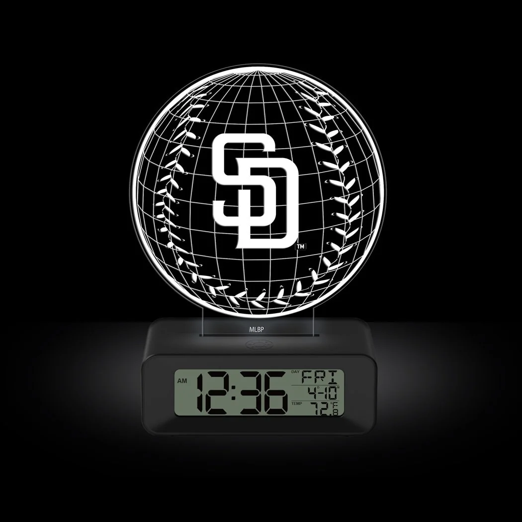 Game Time MLB San Diego Padres Color-Changing Led 3d Illusion Alarm Clock with Temperature and Date