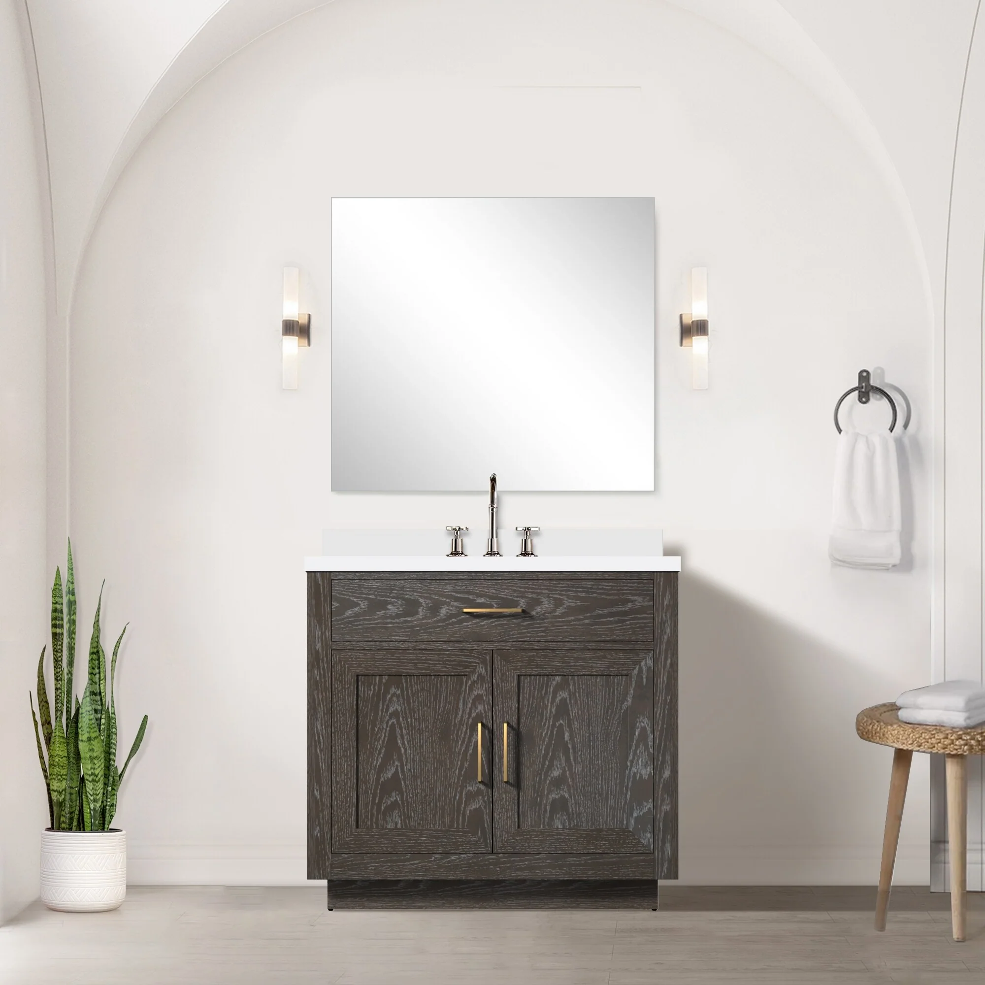 Abbey Bath Vanity with Cultured Marble Top, Sink and Faucet