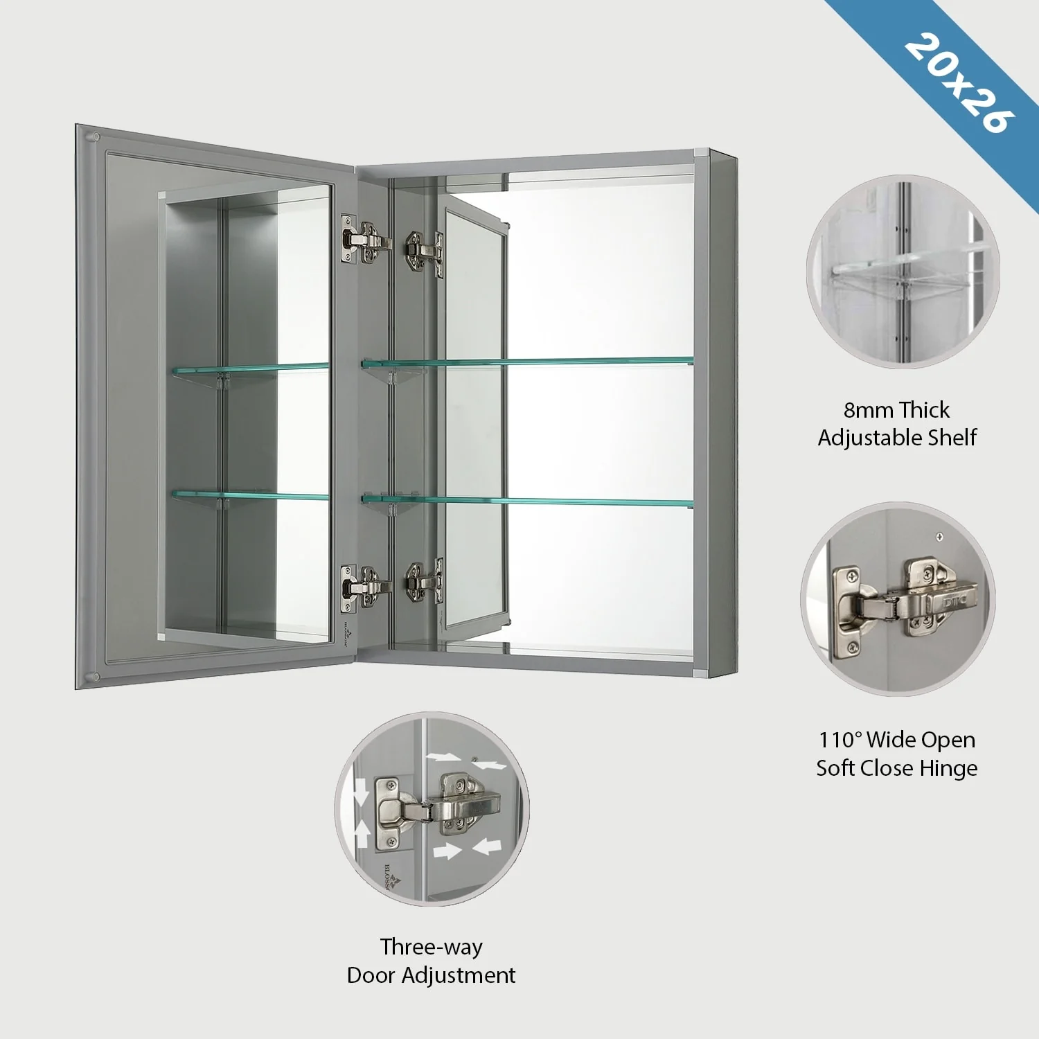 Frameless Aluminum Bathroom Mirror Medicine Cabinet