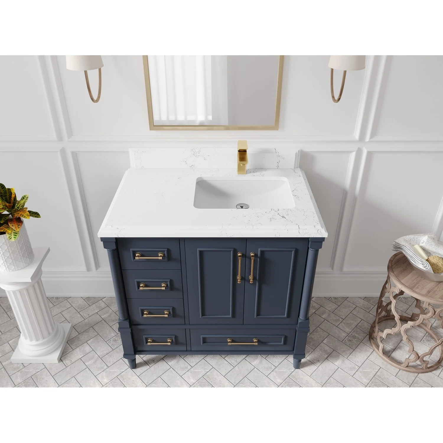 Willow Collections 36 in. W x 22 in. D Aberdeen Right Offset Sink Bathroom Vanity with Countertop