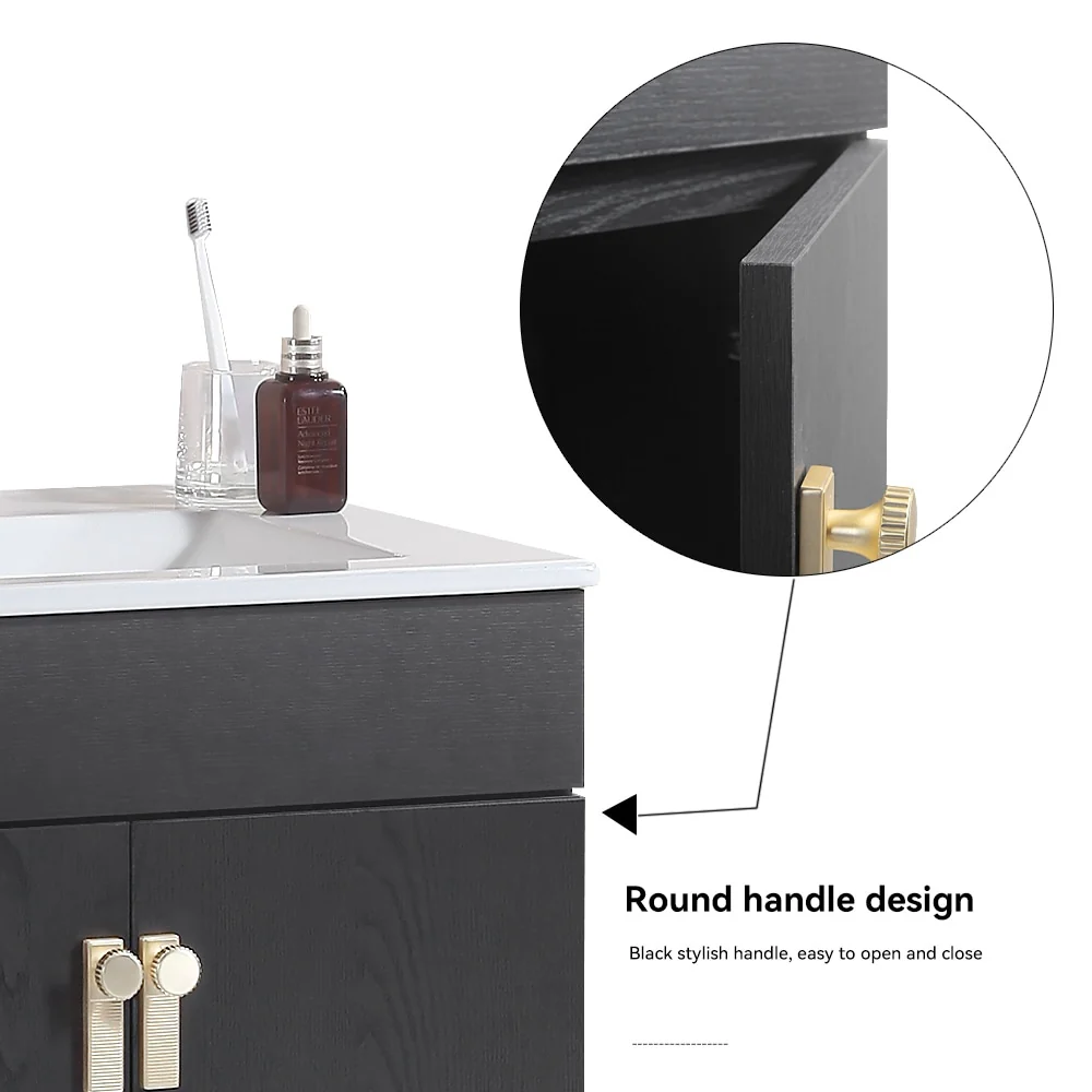 Bathroom Vanity with Metal Leg, White Ceramic Basin & 2 Soft Close Doors