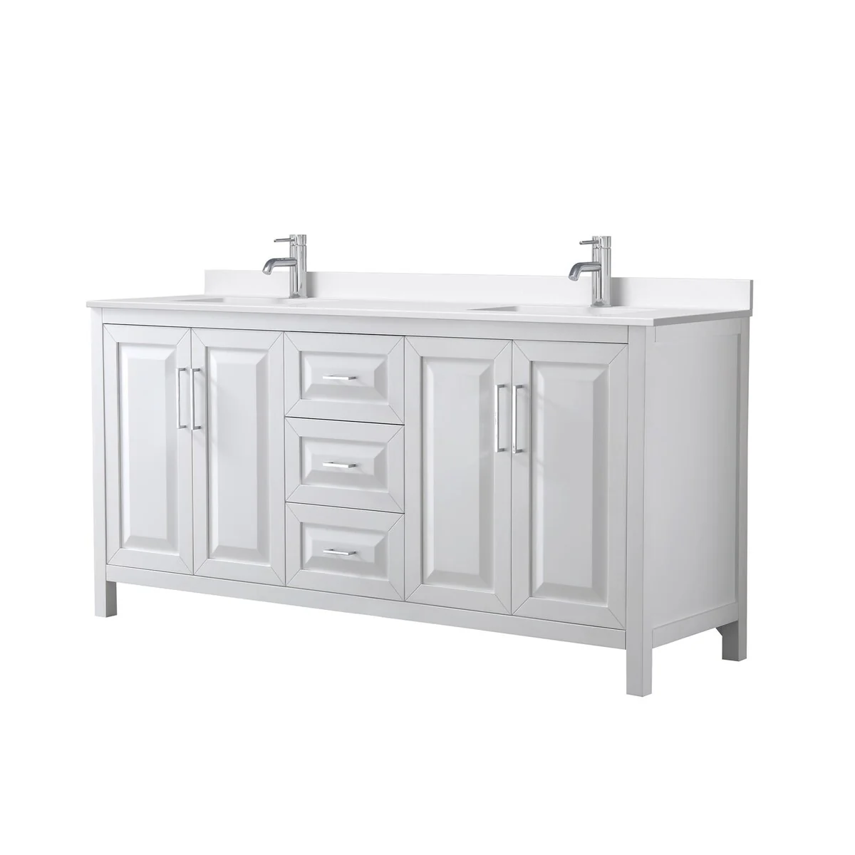 Daria 72-inch Double Vanity, Single Hole Quartz Top