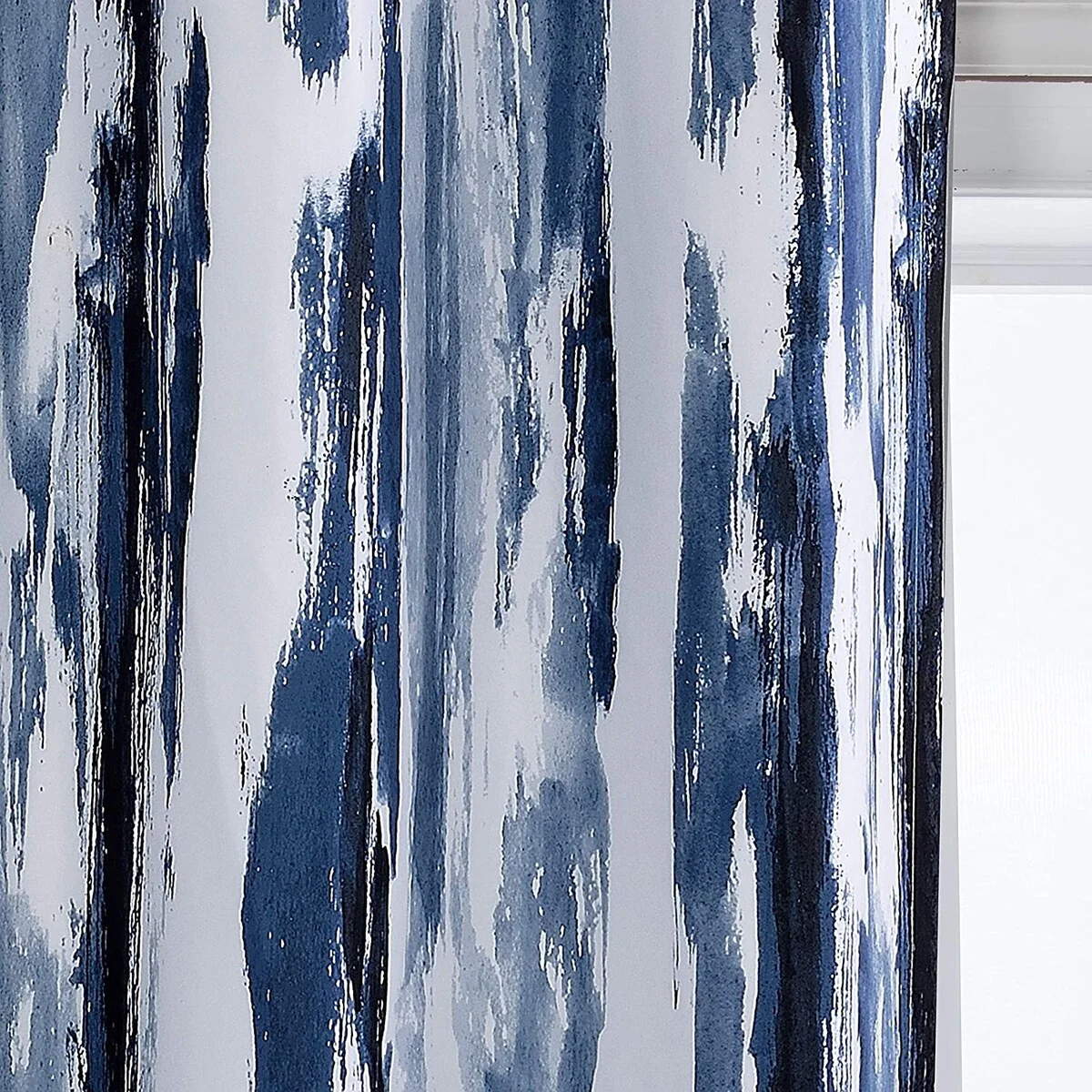 DriftAway Paint Brush Watercolor Ink Stripe Pattern Thermal Insulated Blackout Window Curtain Valance Pair