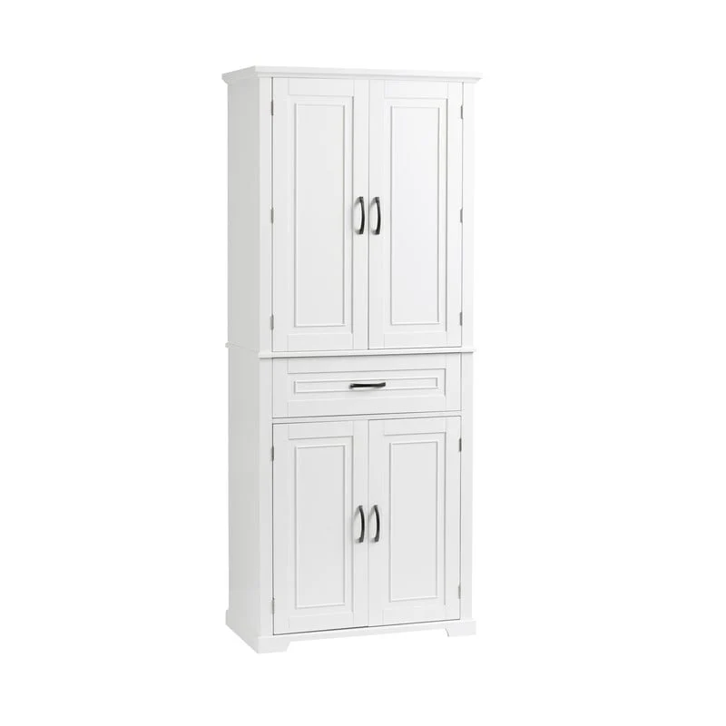 Bathroom Floor Cabinet, Freestanding Storage Cabinet with Doors and Drawer, Kitchen Cupboard with Adjustable Shelf
