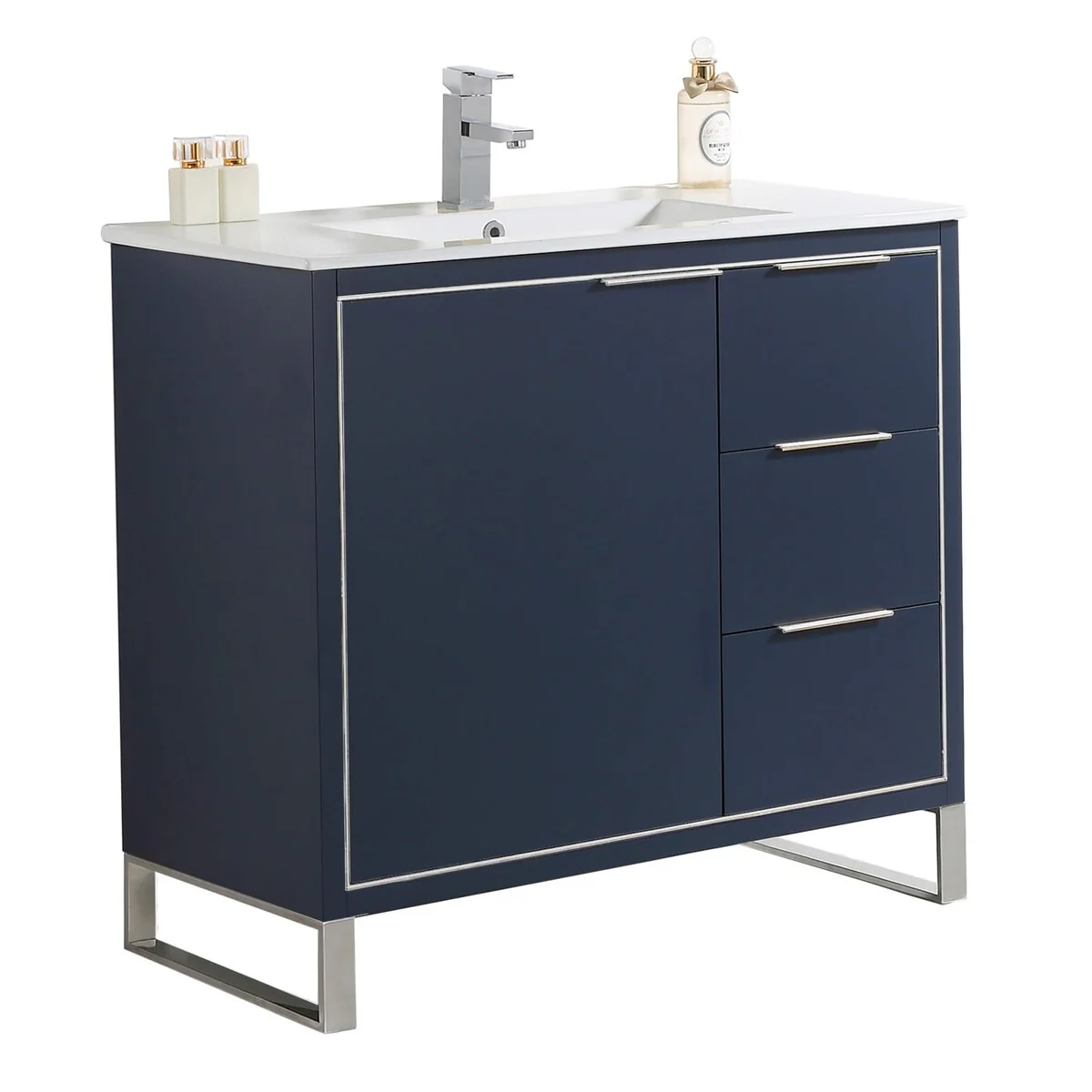 Fine Fixtures Opulence Collection Bathroom Vanity with White Ceramic Sink