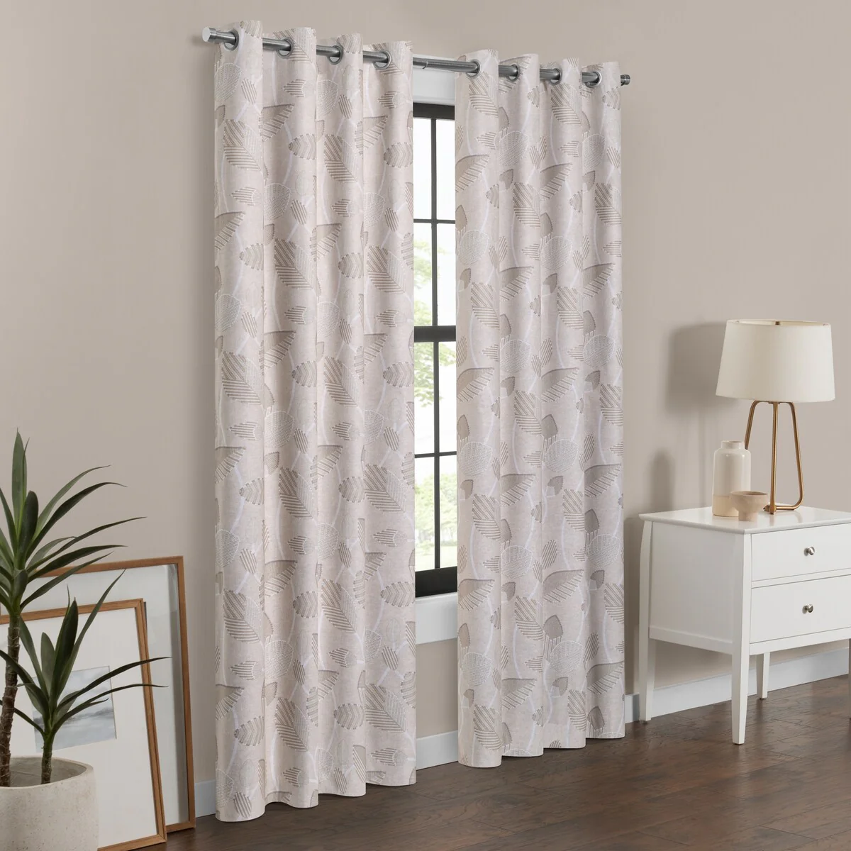 Eclipse Blackout Curtains, Larissa Leaf Grommet Curtains