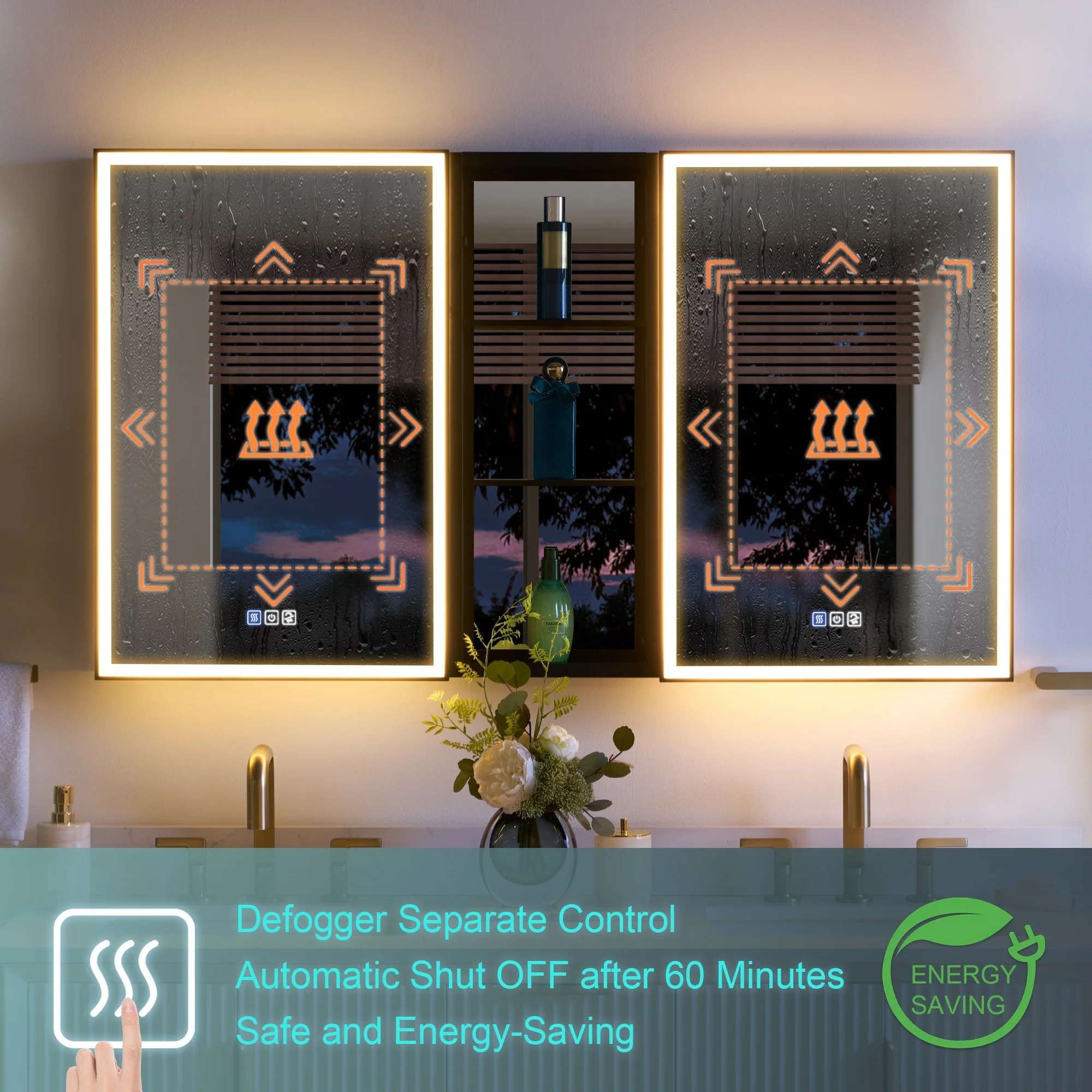 30 in. H Recessed or Surface Wall Mounted LED Mirror Cabinet With Black Side Cabinet