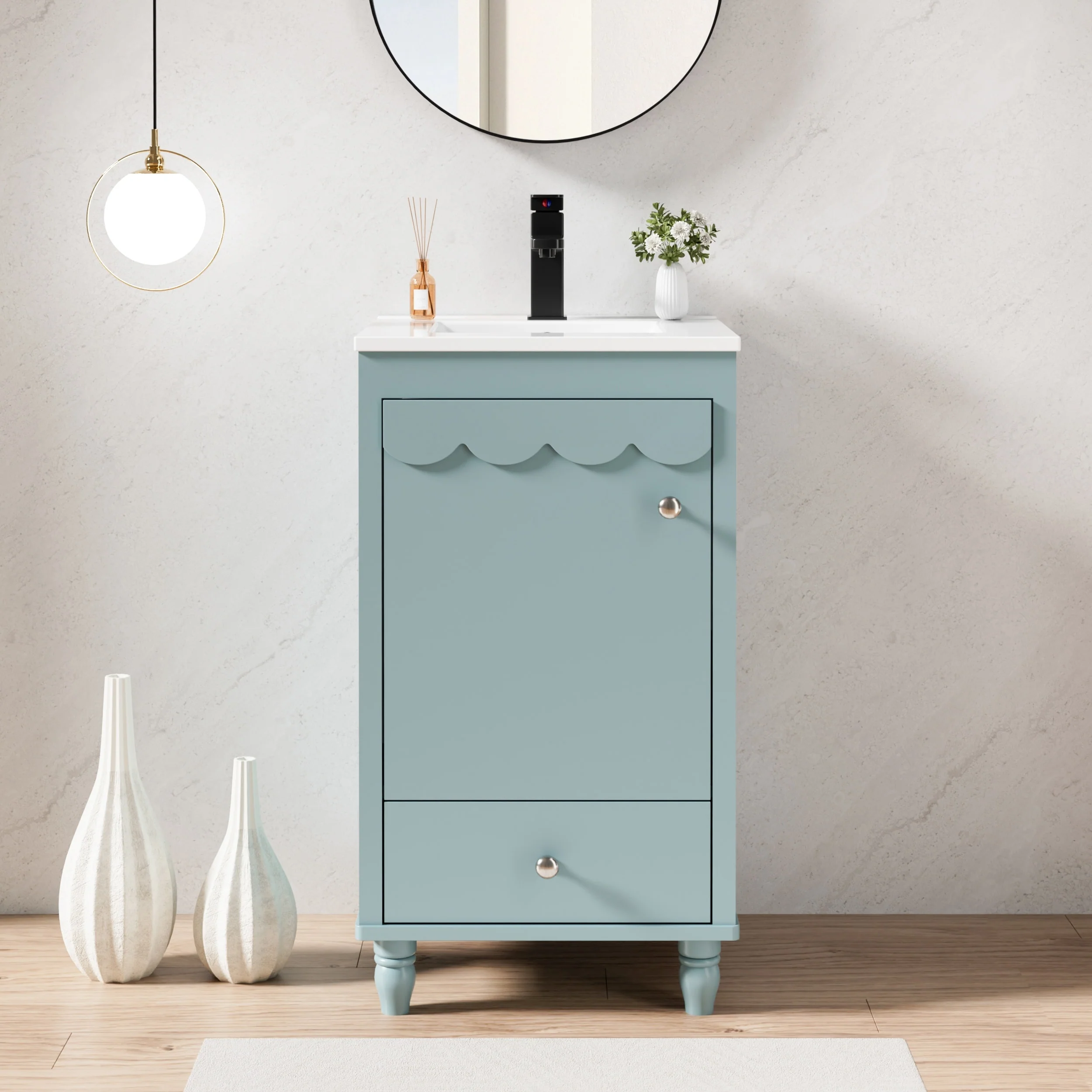 Lace Trim Freestanding Bathroom Vanity Set - Perfect for Bathrooms