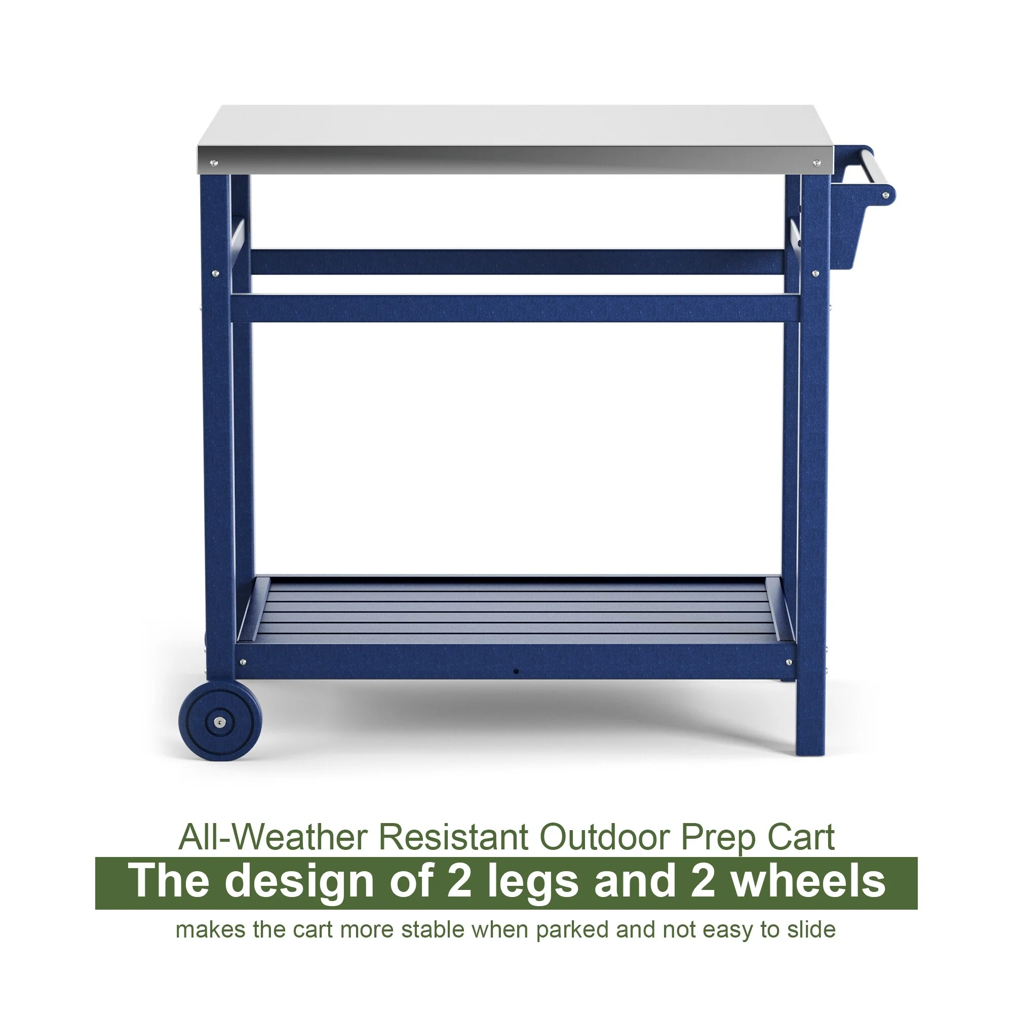 Outdoor Black Steel Movable Dining Cart Table for Patio Grilling
