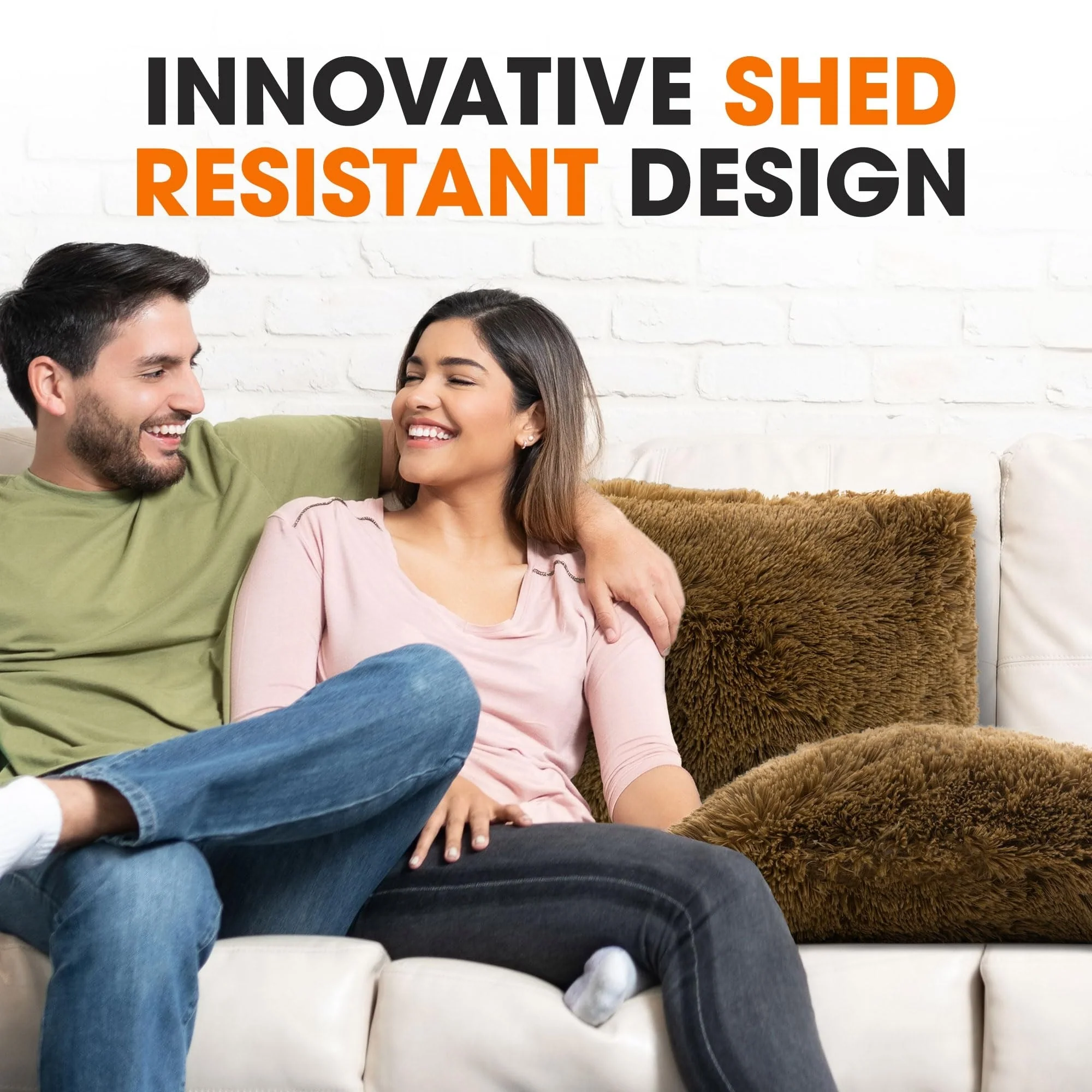 Cheer Collection Shaggy Long Hair Throw Pillows (Set of 2)