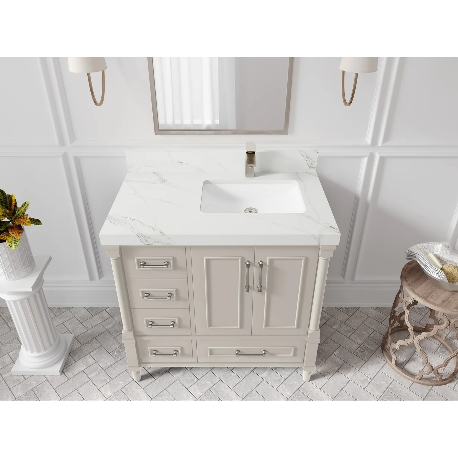 Willow Collections 36 in. W x 22 in. D Aberdeen Right Offset Sink Bathroom Vanity with Countertop