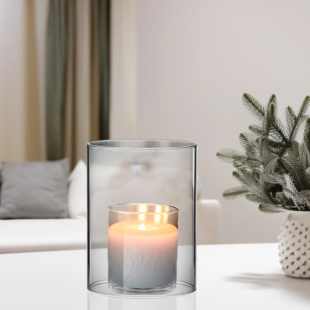 Clear Glass Cylinder Hurricane Chimney Tube, Candle Cover - 1 Piece