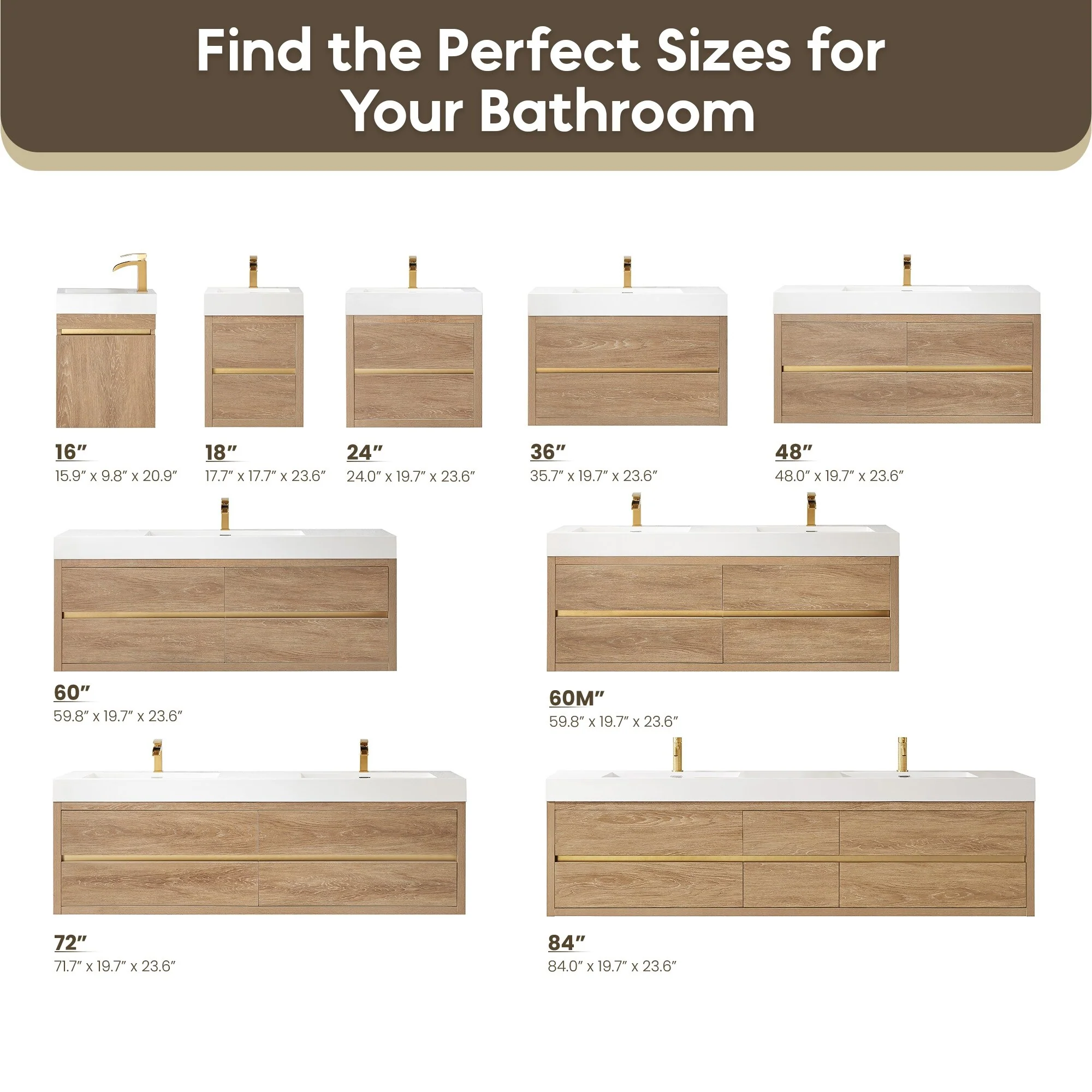 Palencia Double Floating Vanity with White Sink Top without Mirror - 60in.