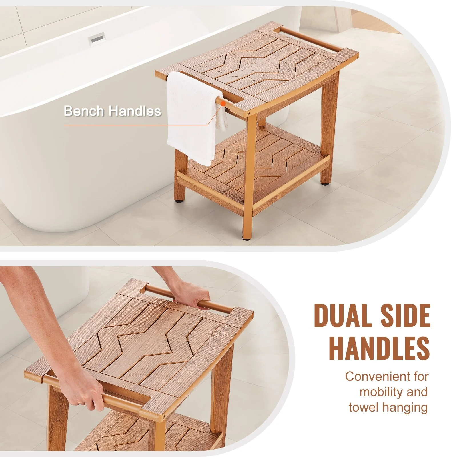 Shower Bench Waterproof Non-Slip Shower Chair Seat, for Bathroom Living Room Bedroom