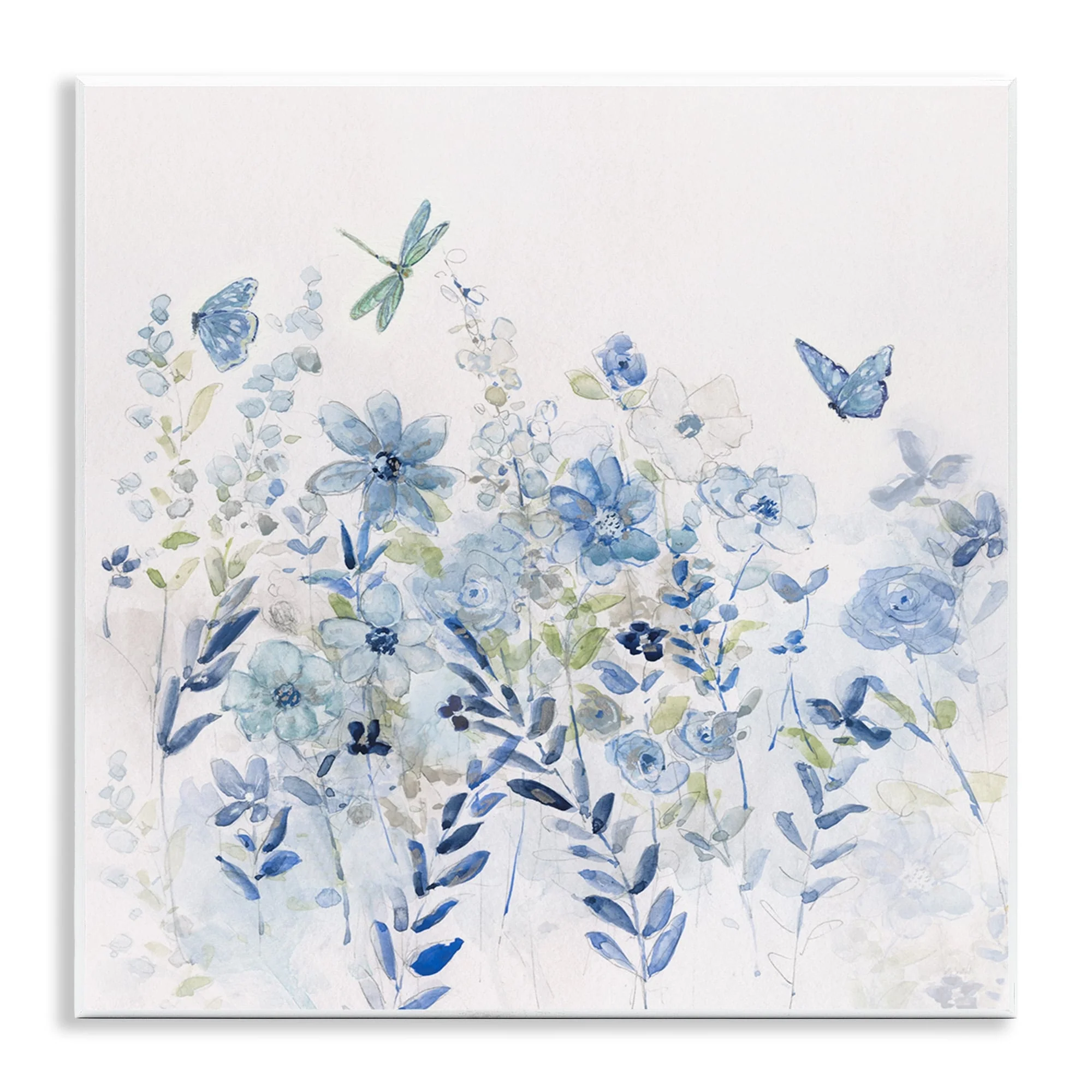 Stupell Delicate Blue Floral Garden Wall Plaque Art by Sally Swatland