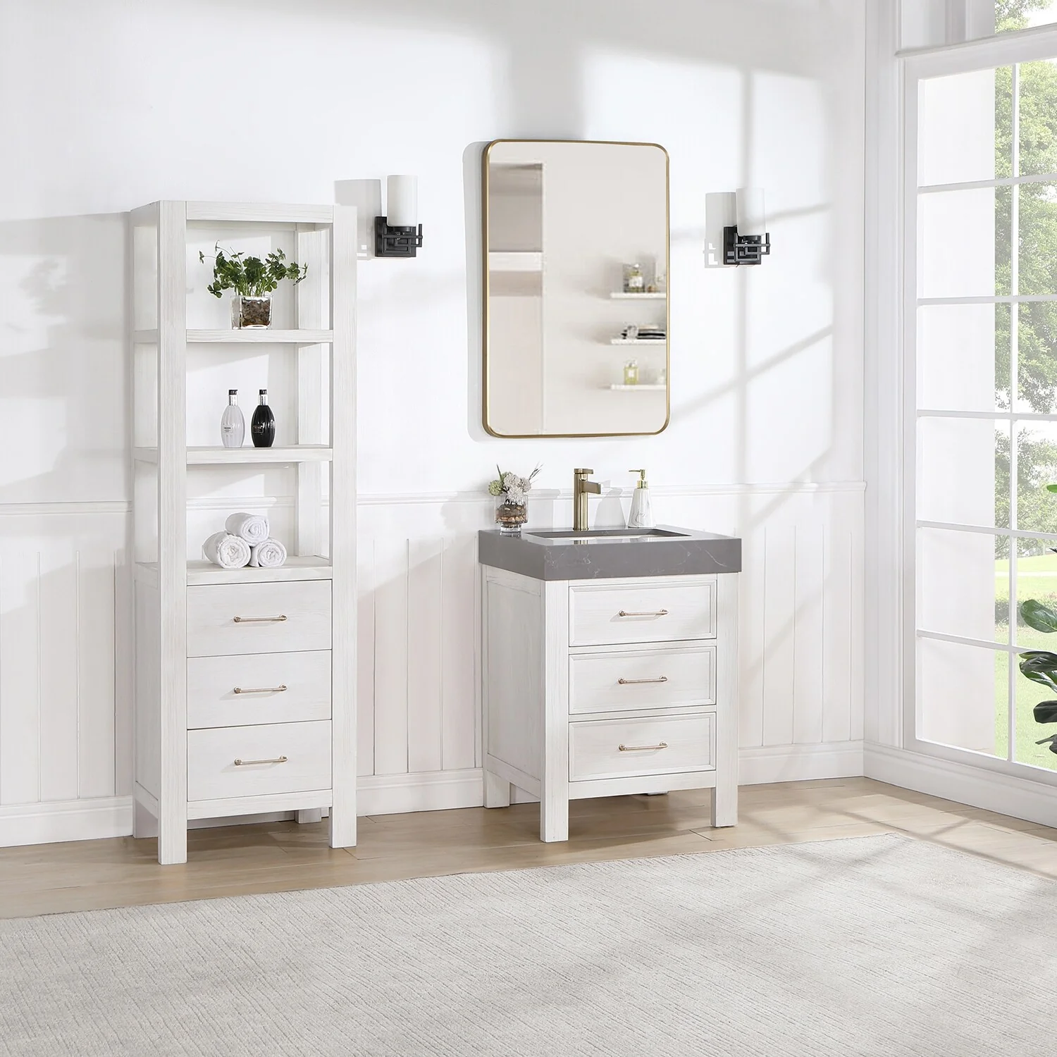 Leon 24 in. Single Bathroom Vanity with Composite Stone Top