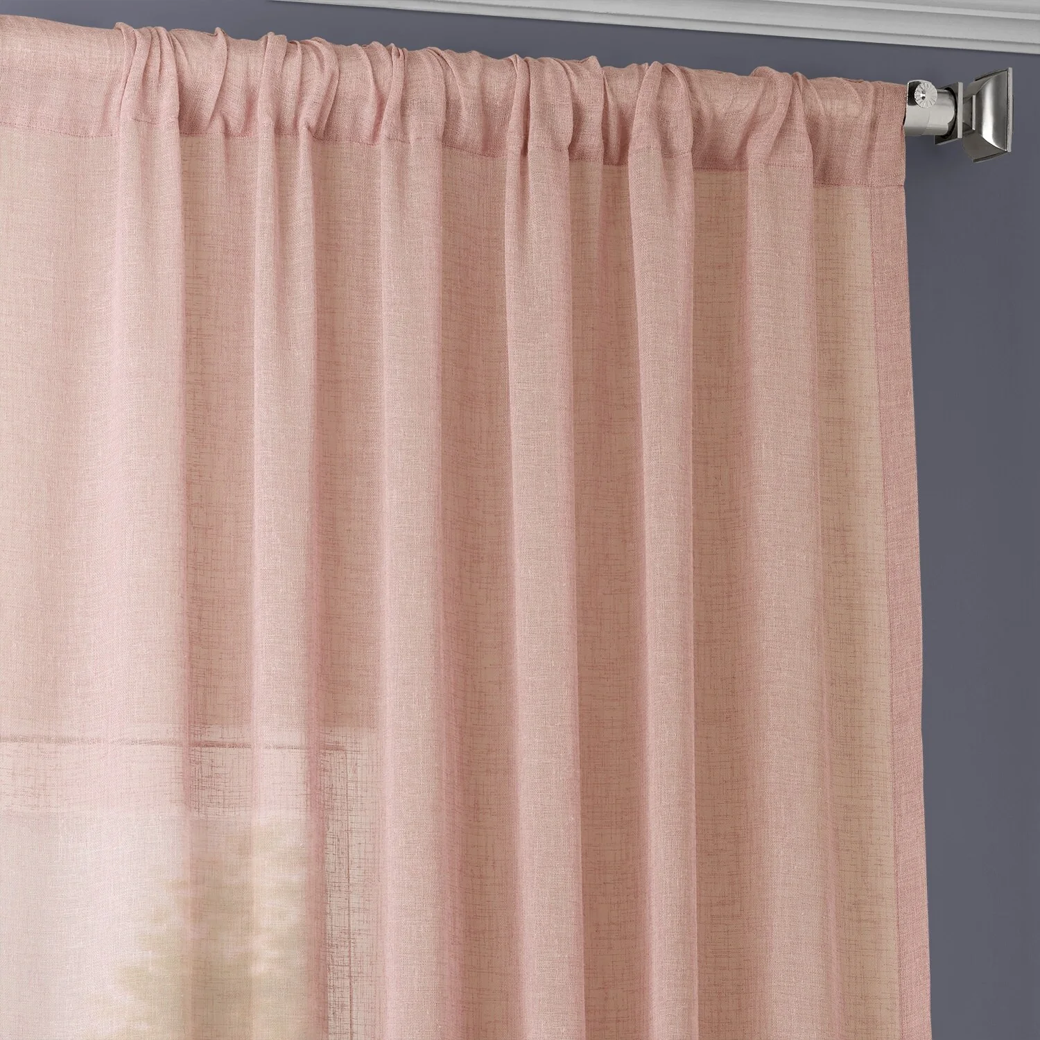 Exclusive Fabrics Solid Faux Linen Sheer Curtain (1 Panel)