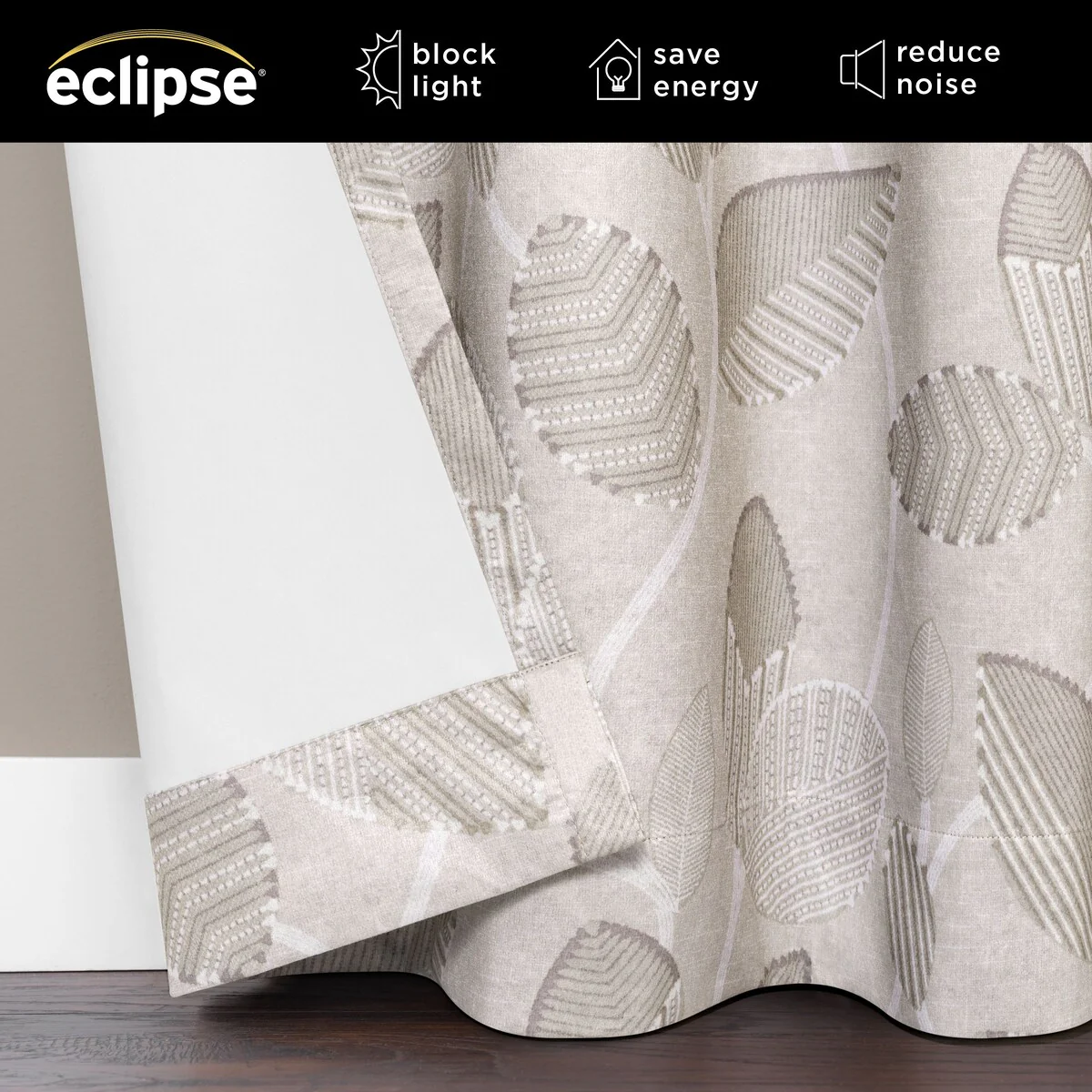 Eclipse Blackout Curtains, Larissa Leaf Grommet Curtains