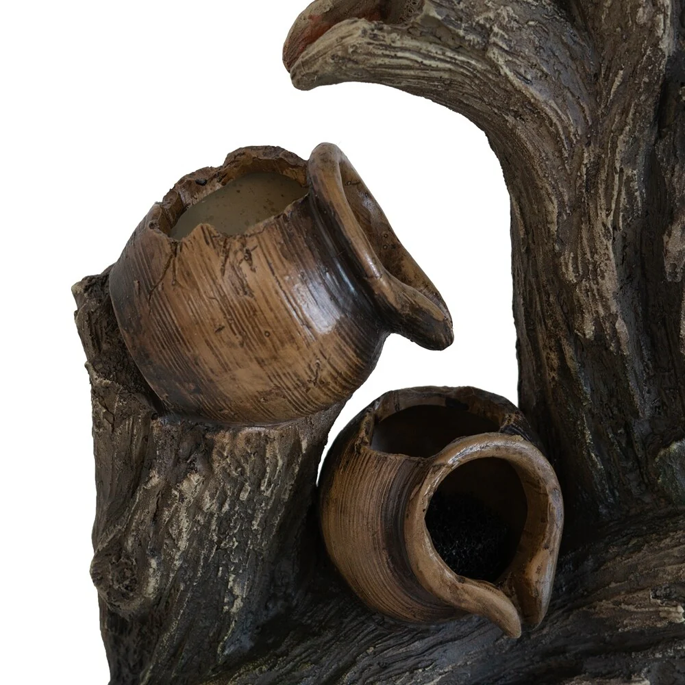 Decorative 4 Tier Broken Pot Water Fountain with LED Light