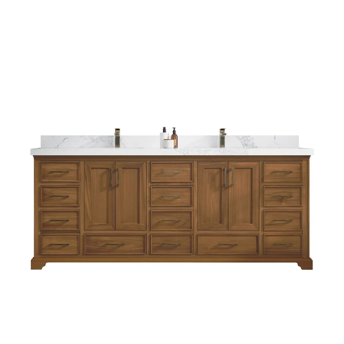 Willow Collections 84 in. W x 22 in. D Charlotte Teak Double Sink Bathroom Solid Teak Vanity with Countertop