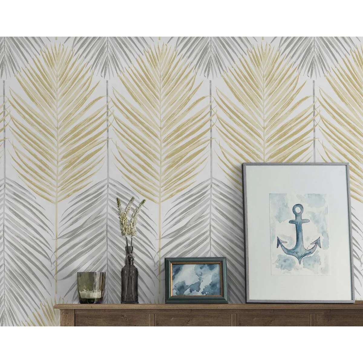 NextWall Two Toned Palm Peel and Stick Wallpaper