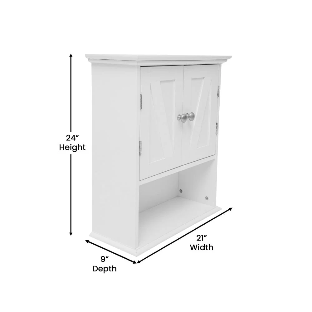 Farmhouse Wall Mount Medicine Cabinet with Adjustable Shelf and Dual Doors