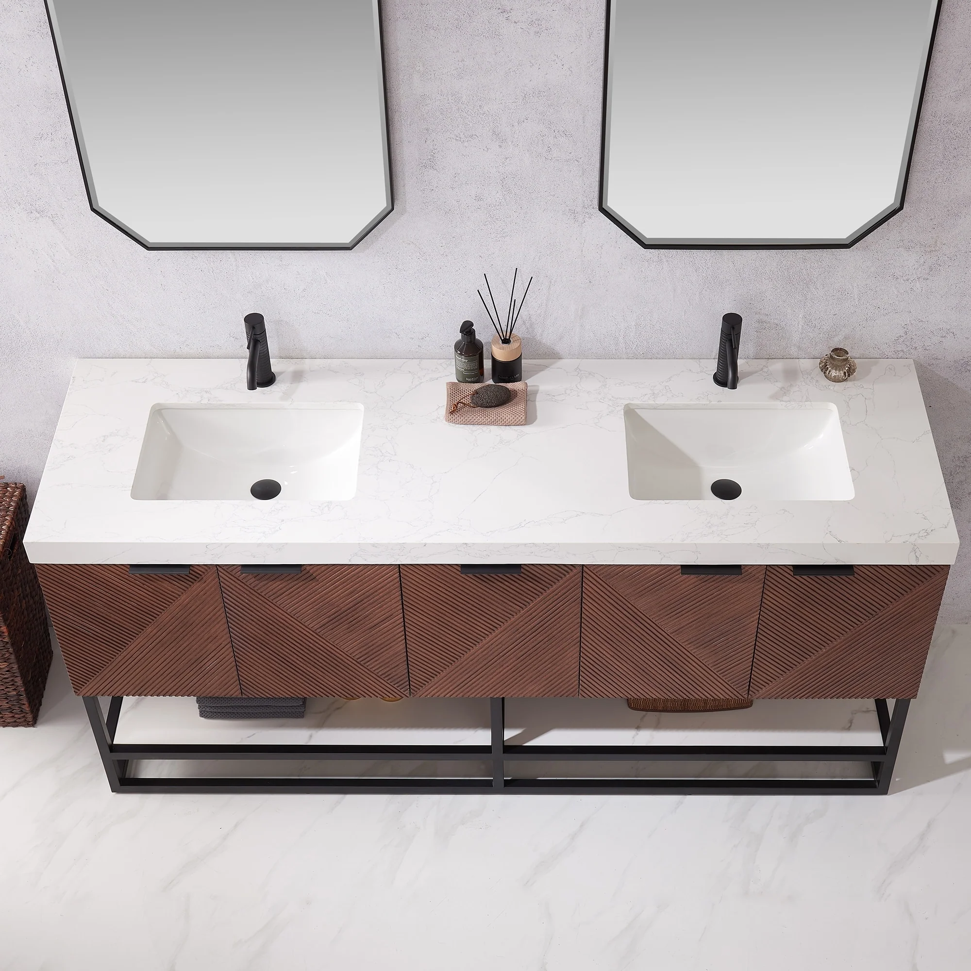 Mahon Double Bath Vanity with Composite Stone Top without Mirror