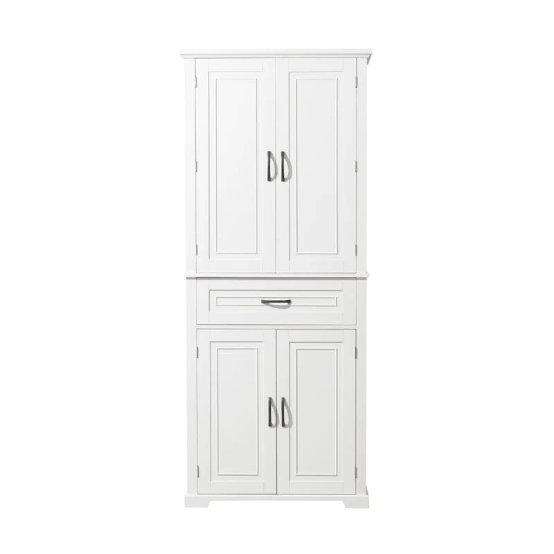 Bathroom Floor Cabinet, Freestanding Storage Cabinet with Doors and Drawer, Kitchen Cupboard with Adjustable Shelf
